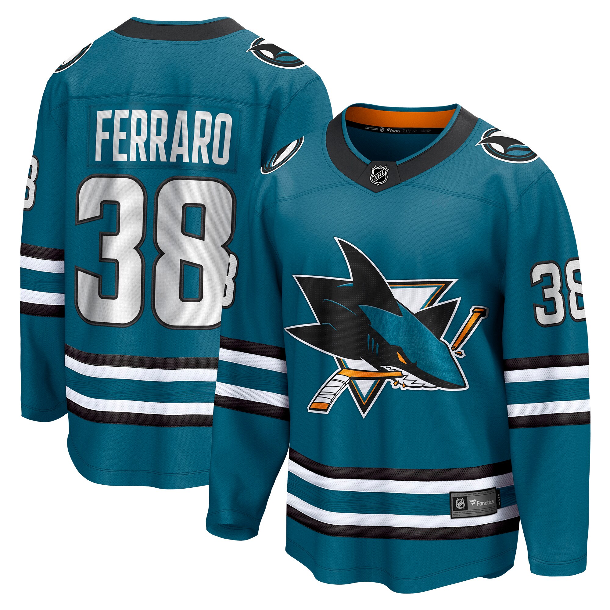 Mario Ferraro San Jose Sharks Fanatics Home Breakaway Player Jersey - Teal