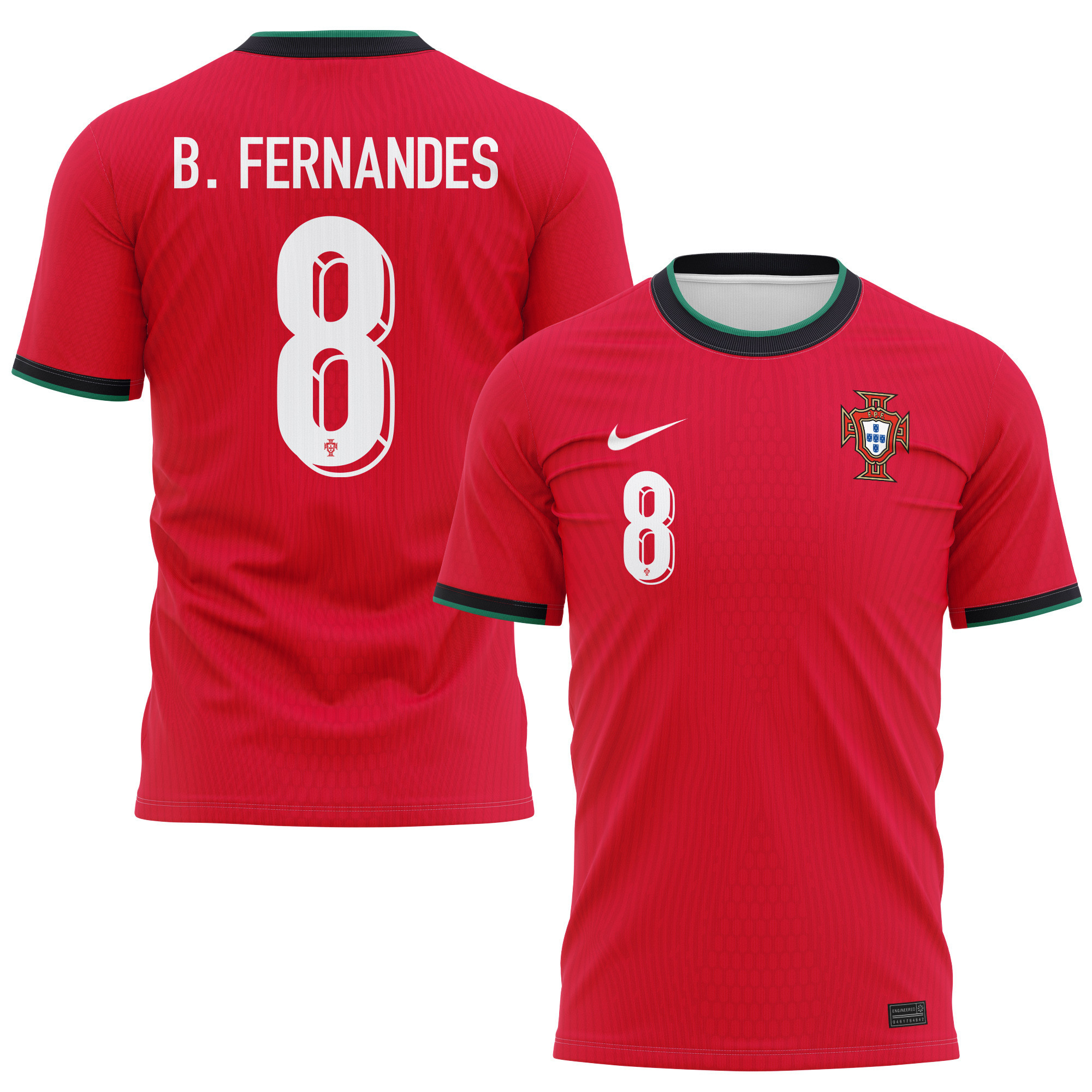 Bruno Fernandes 8 Portugal National Team 2024/25 Home Kits AOP T-shirt - Red