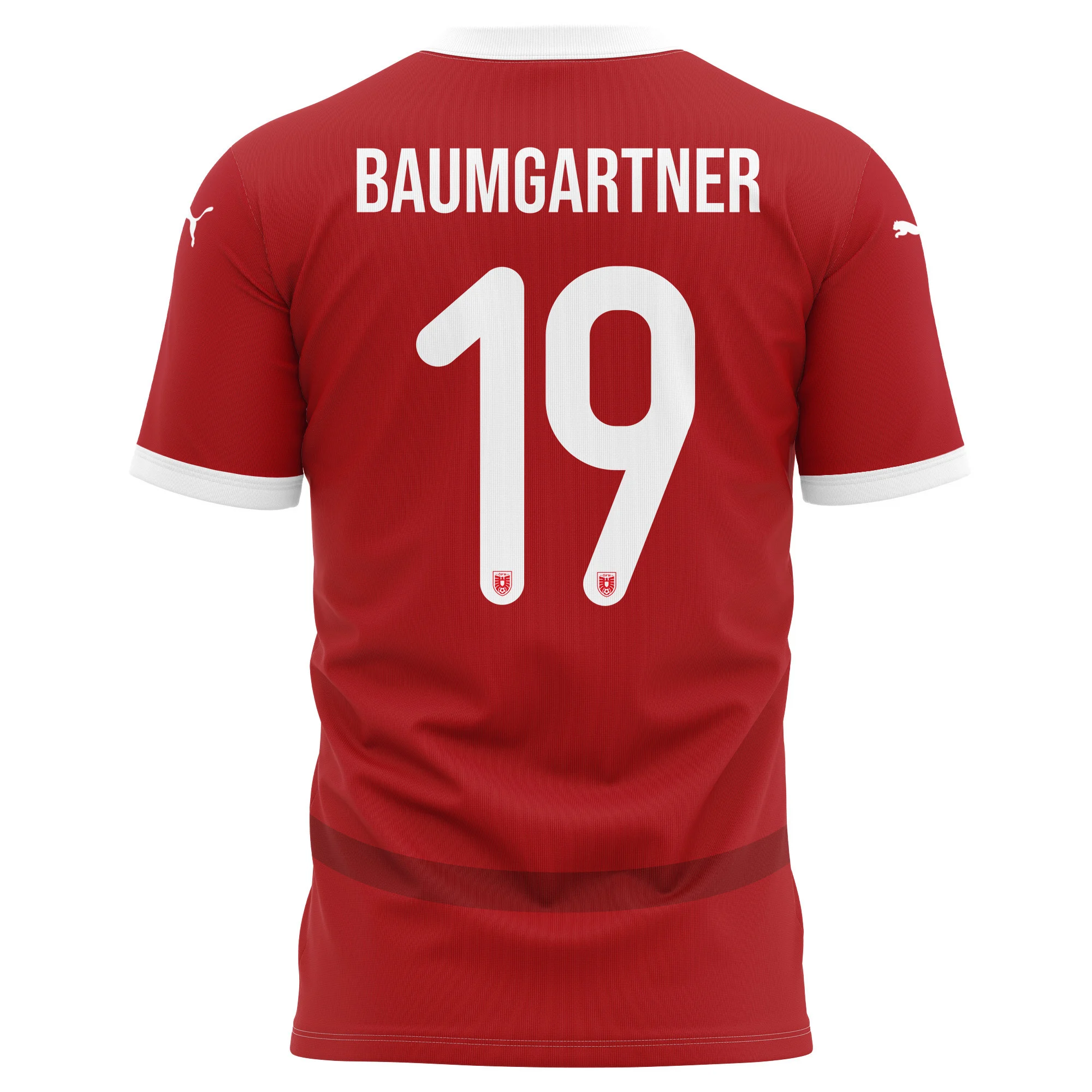 Christoph Baumgartner 19 Austria National Team 2024/25 Home Kits AOP T-shirt - Red