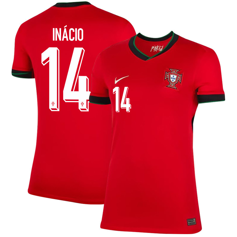 Gonçalo Inácio 14 Portugal National Team 2024/25 Home WOMEN Jersey - Red