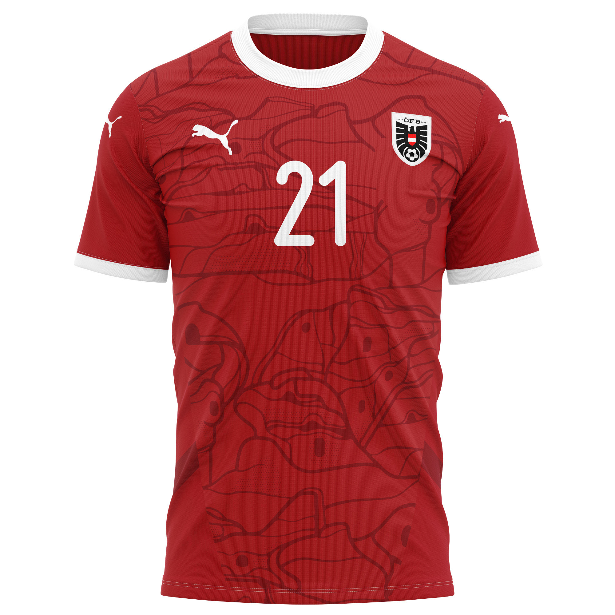 Patrick Wimmer 21 Austria National Team 2024/25 Home Kits AOP T-shirt - Red