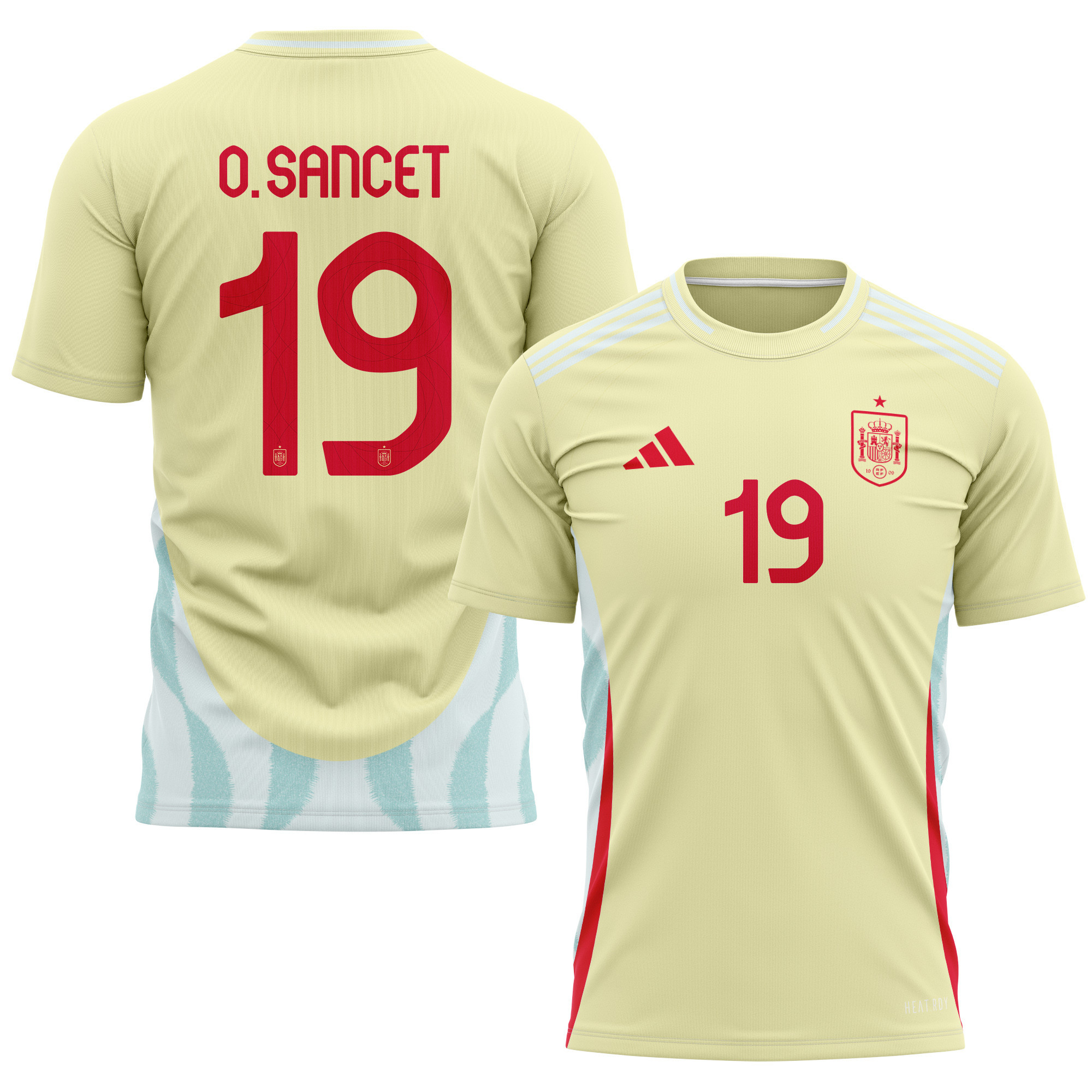 Oihan Sancet 19 Spain National Team 2024 Away Kits AOP T-shirt - Yellow