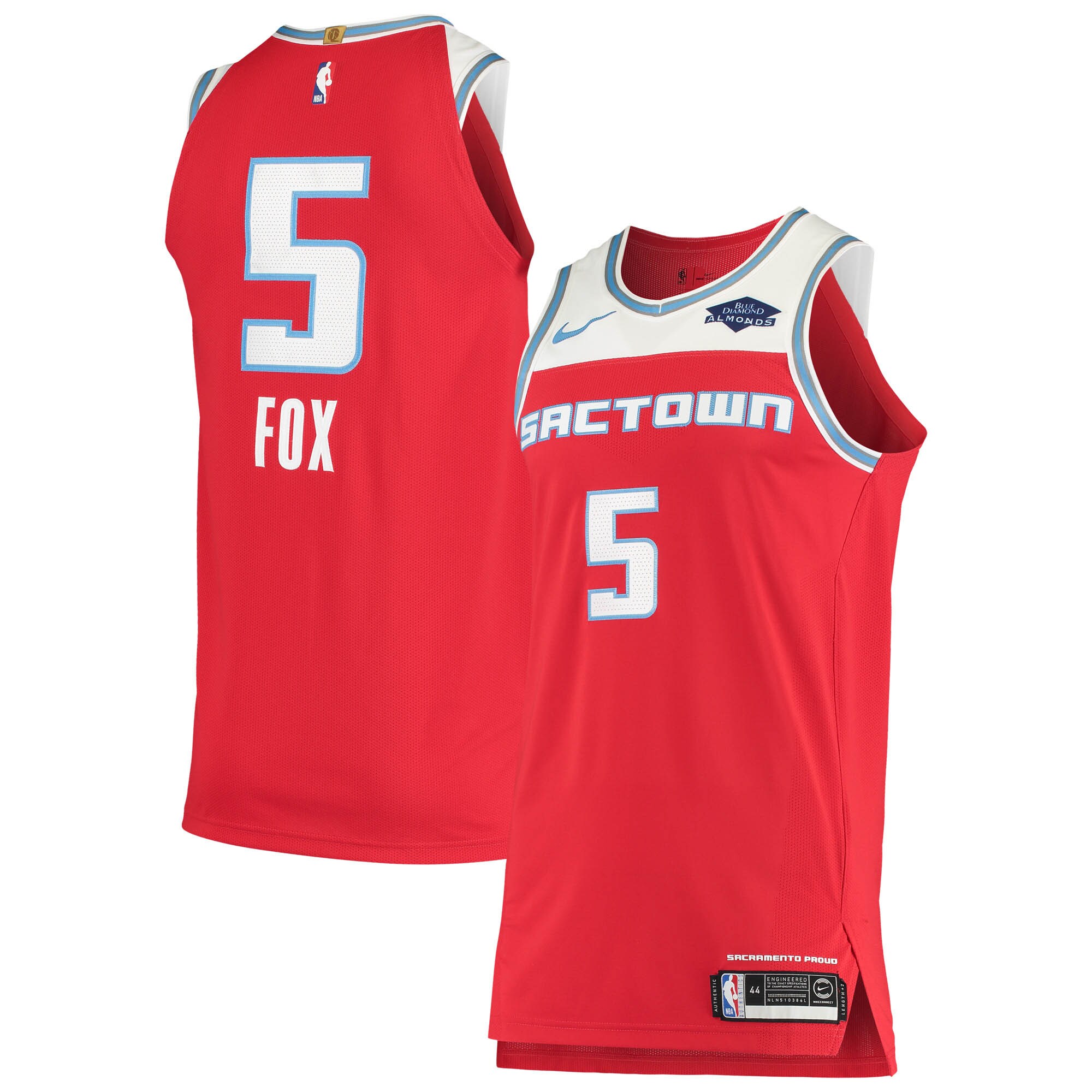 De'Aaron Fox Sacramento Kings  Authentic Badge Jersey - City Edition - Red