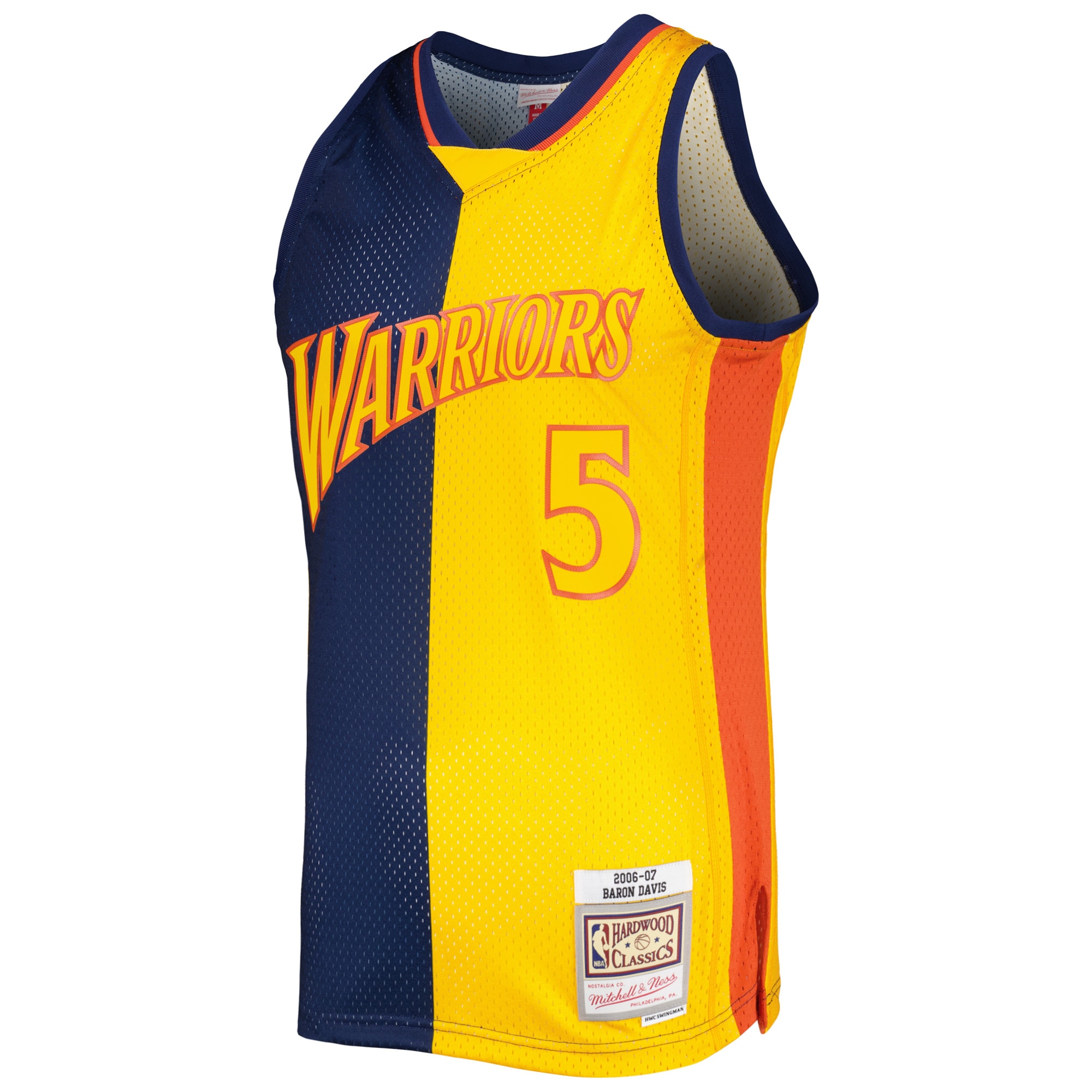 Baron Davis Golden State Warriors Mitchell & Ness Hardwood Classics 2006\/07 Split Swingman Jersey - Navy\/Gold