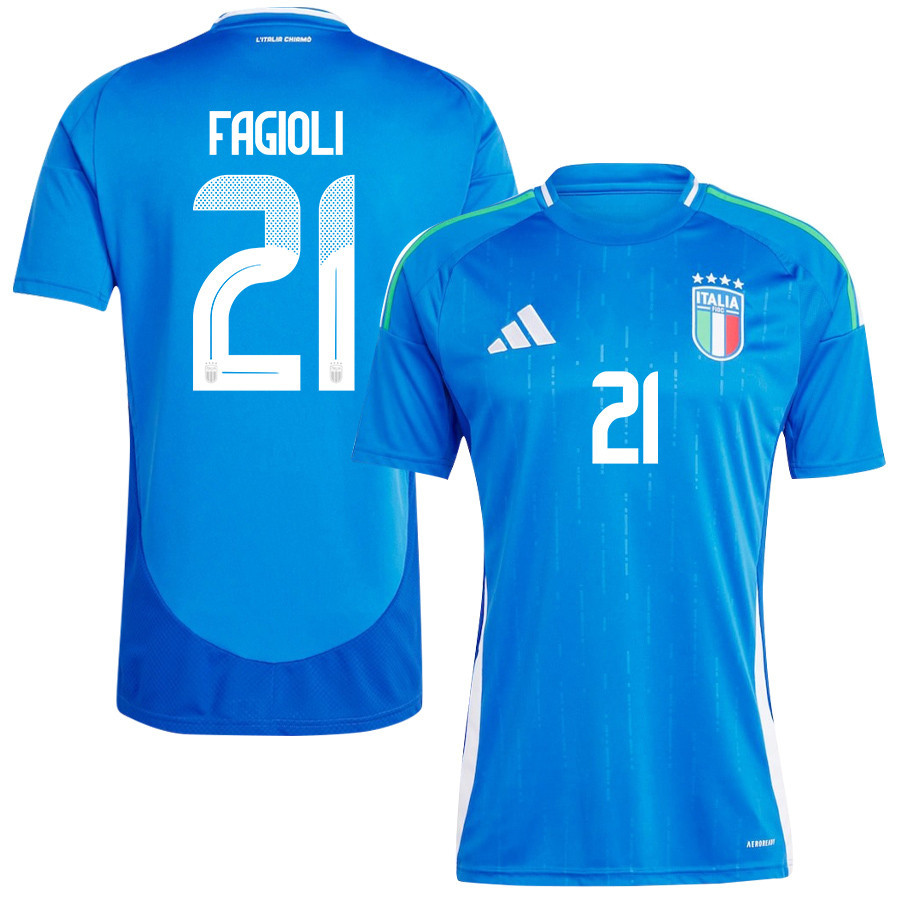 Nicolo Fagioli 21 Italy National Team 2024/25 Home Men Jersey - Blue