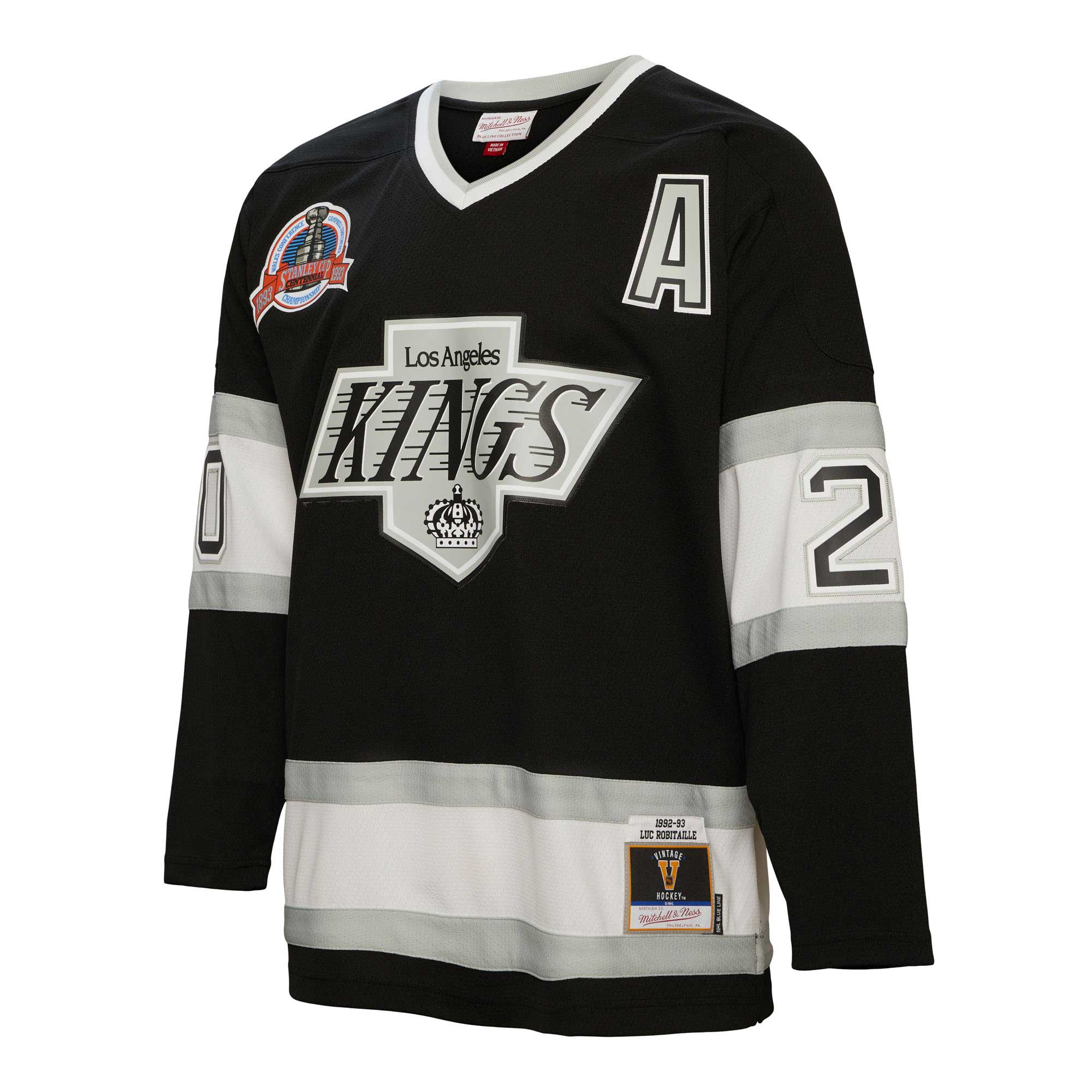 Luc Robitaille Los Angeles Kings Mitchell & Ness Alternate Captain Patch 1992\/93 Blue Line Player Jersey - Black