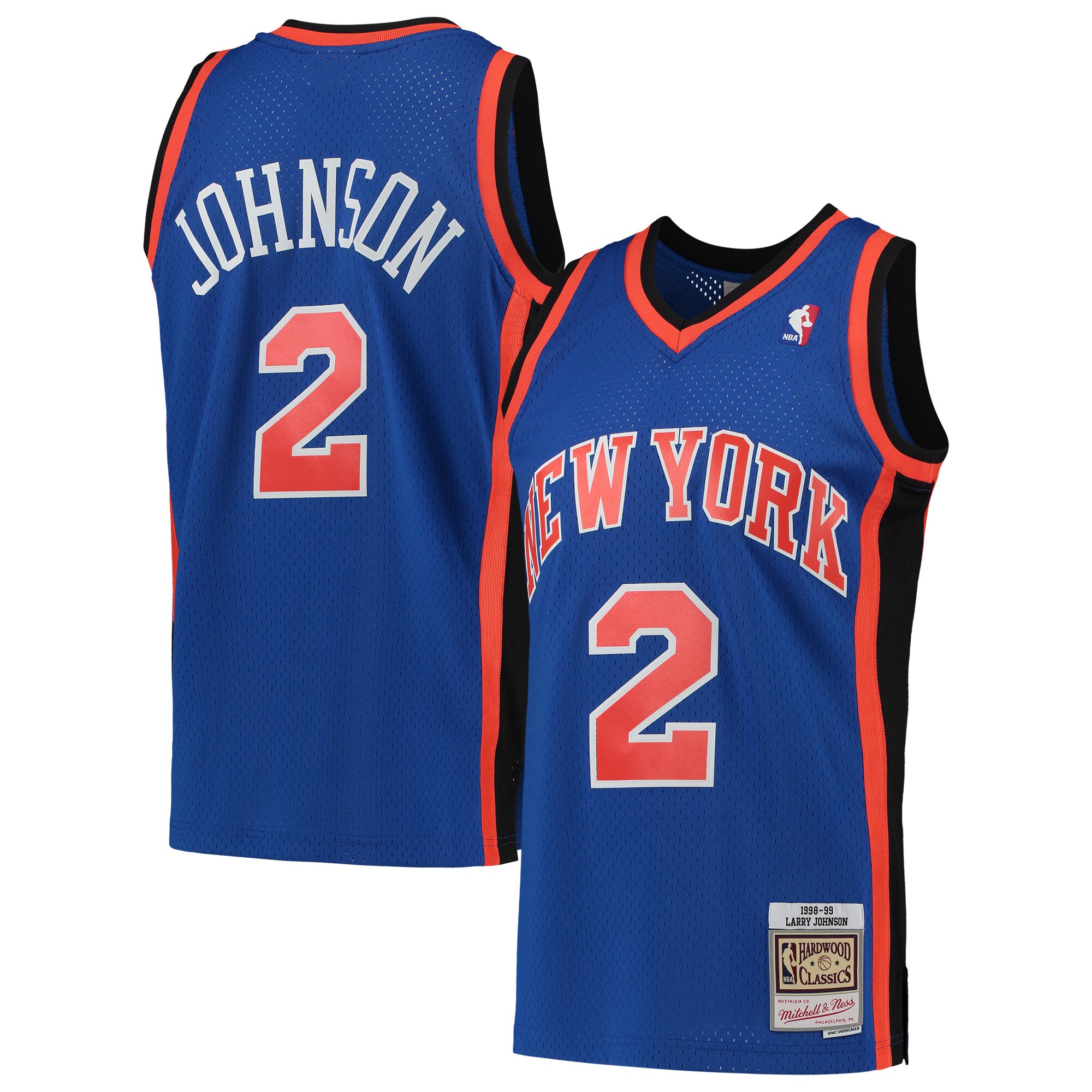 Larry Johnson New York Knicks Mitchell & Ness 1998\/99 Hardwood Classics Swingman Jersey - Blue
