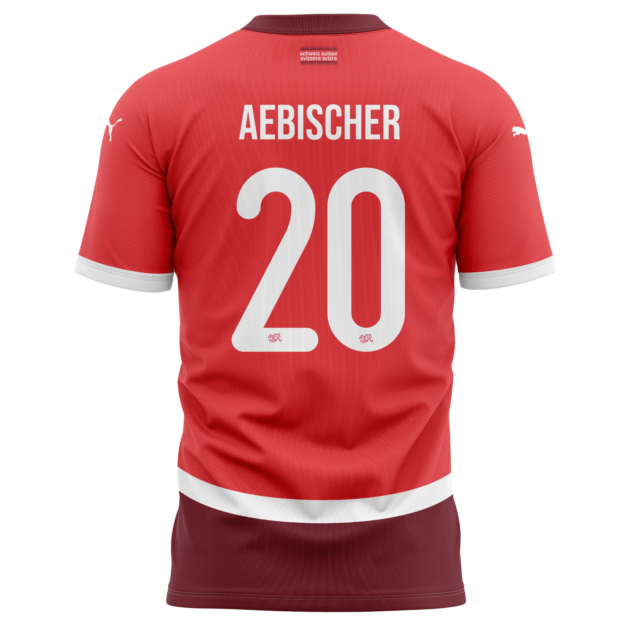 Michel Aebischer 20 Switzerland National Team 2024/25 Home Kits AOP T-shirt - Red