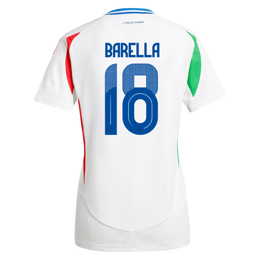 Nicolo Barella 18 Italy National Team 2024/25 Away Women Jersey - White