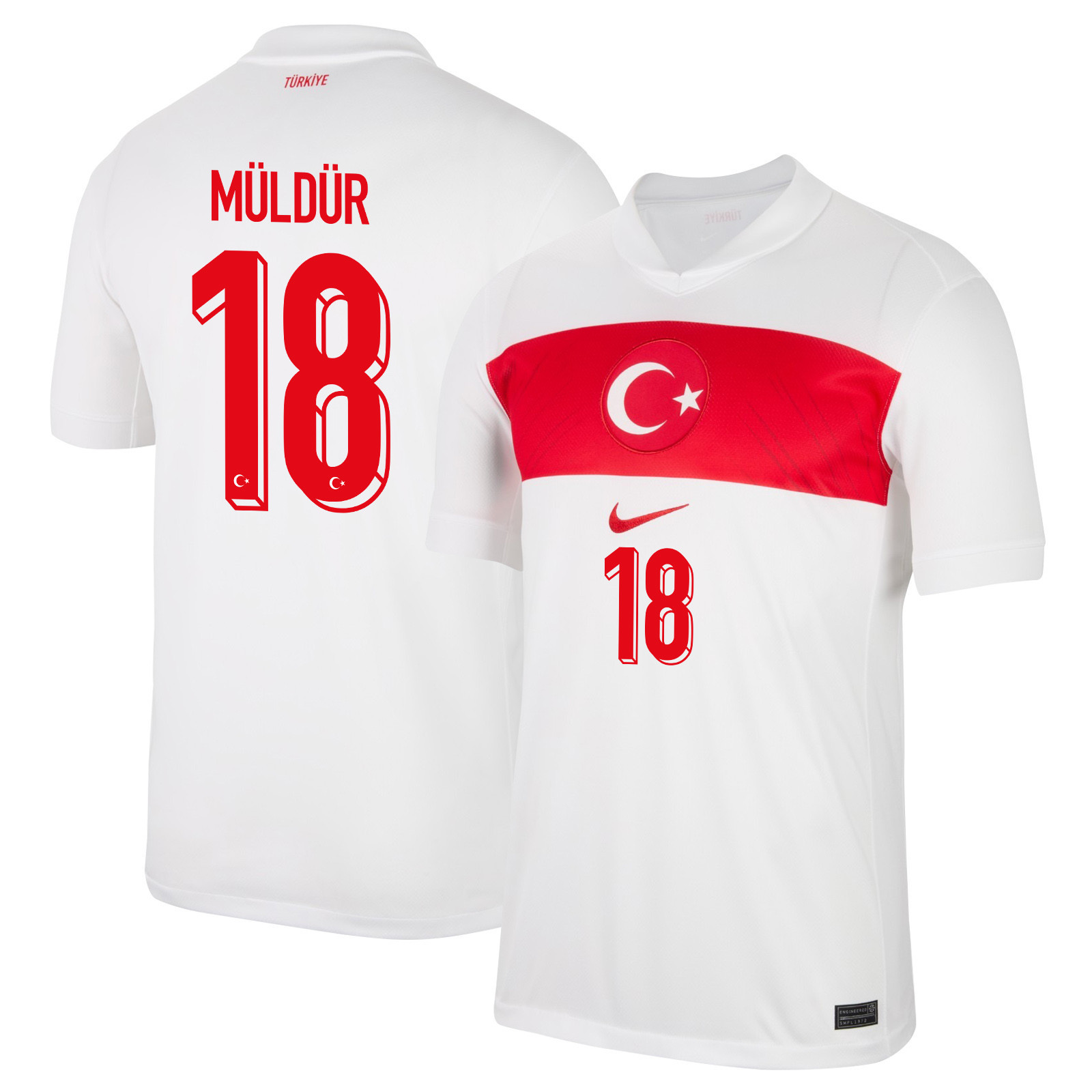 Mert Müldür 18 Turkey National Team 2024 Home Stadium Men Jersey - White