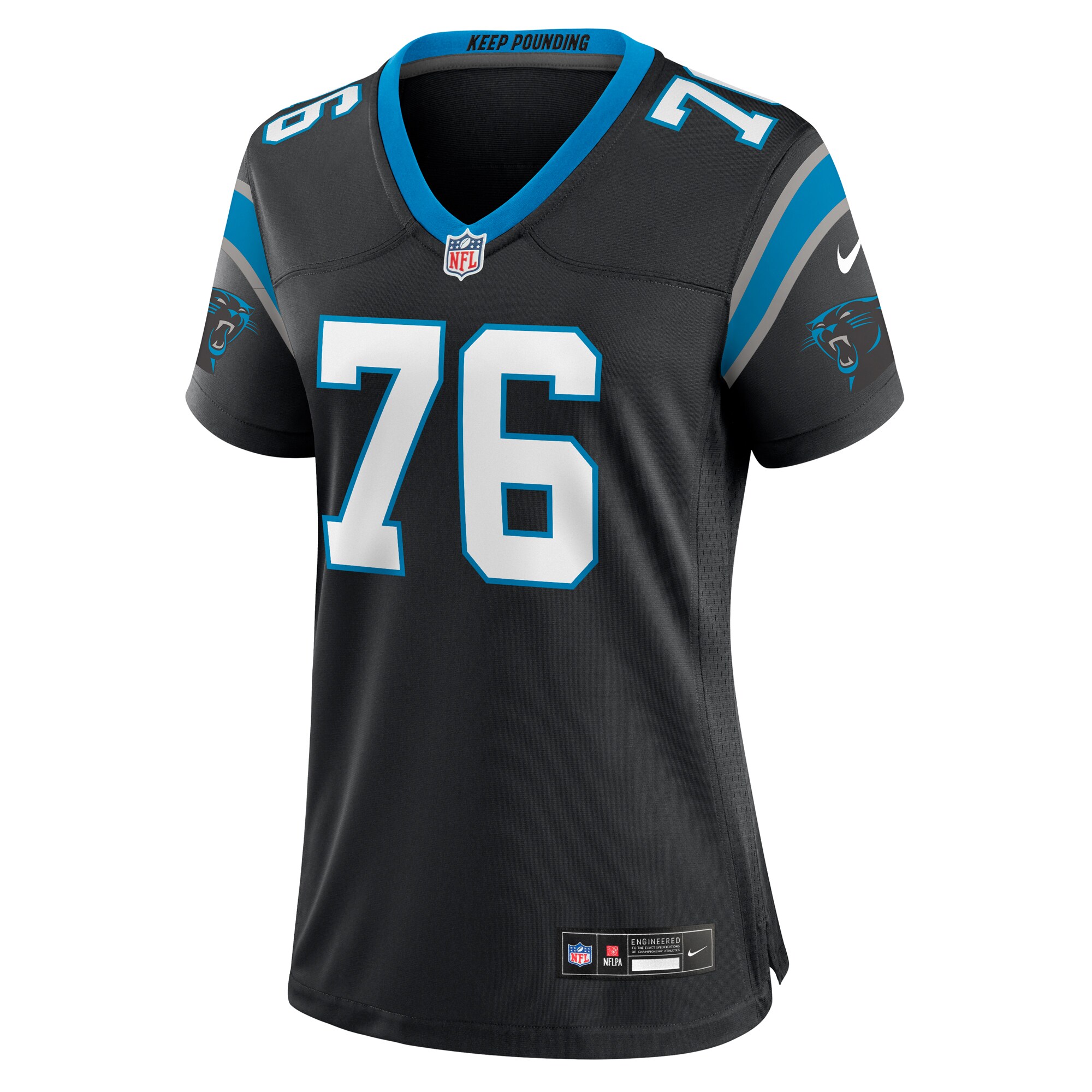 Calvin Throckmorton Carolina Panthers  Women's Team Game Jersey -  Black