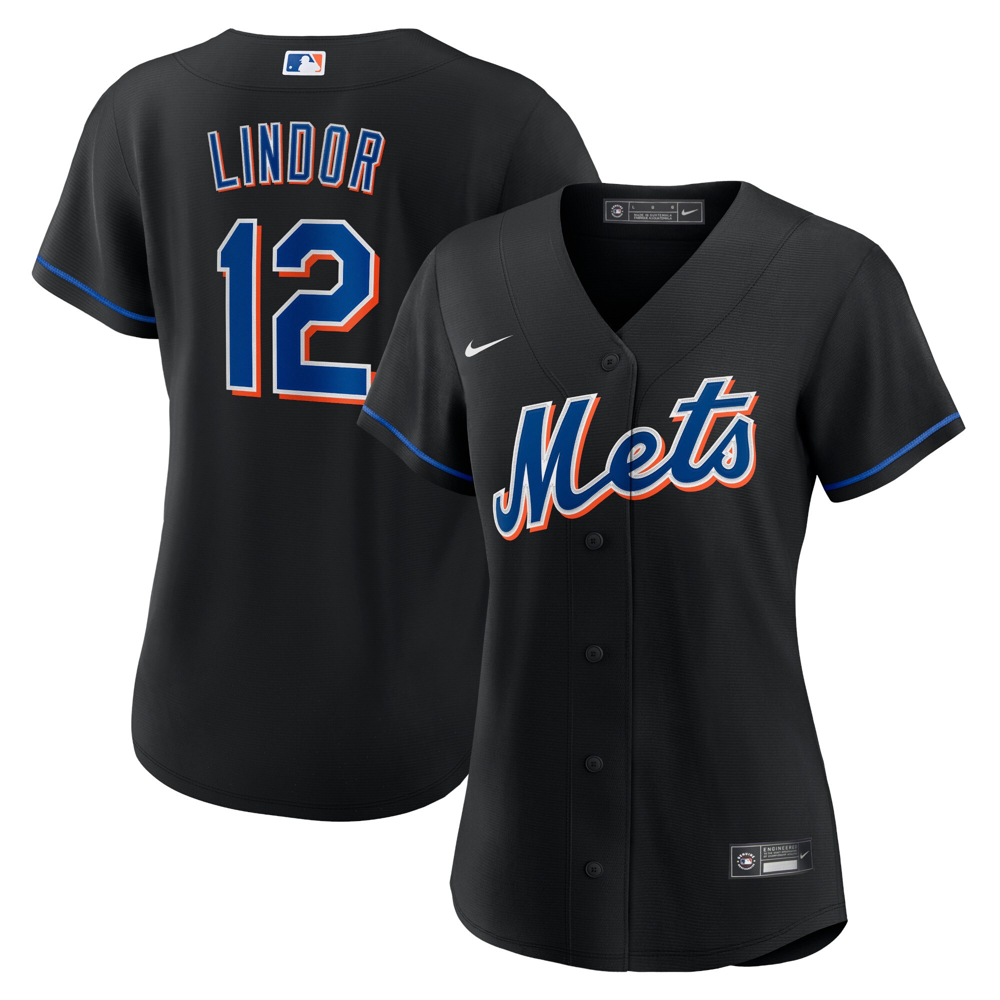 Francisco Lindor New York Mets  Women's 2022 Alternate Replica Player Jersey - Black