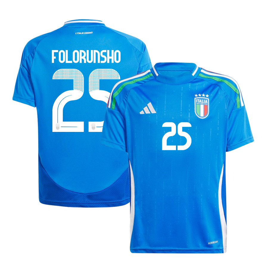 Michael Folorunsho 25 Italy National Team 2024/25 Home YOUTH Jersey - Blue