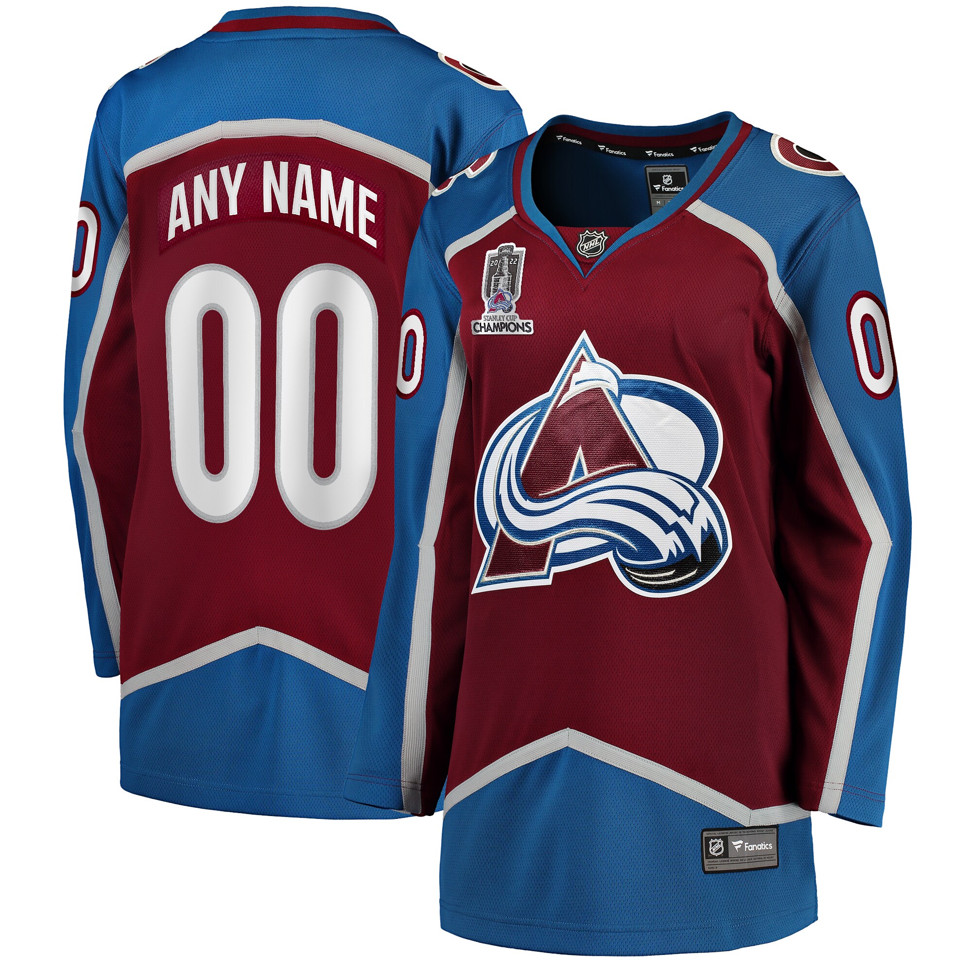 Colorado Avalanche Fanatics Women's Home 2022 Stanley Cup Champions Breakaway Custom Jersey - Burgundy