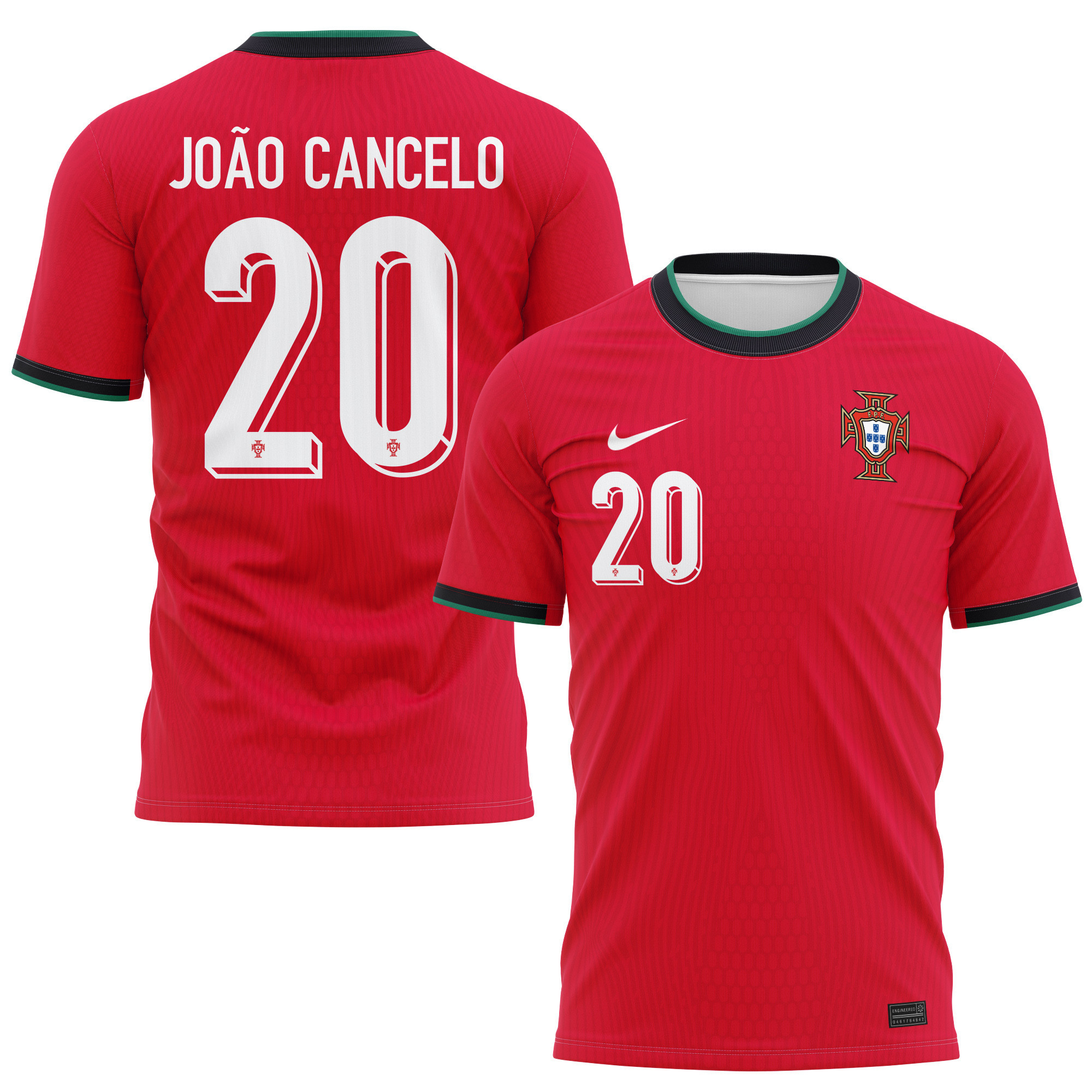 João Cancelo 20 Portugal National Team 2024/25 Home Kits AOP T-shirt - Red