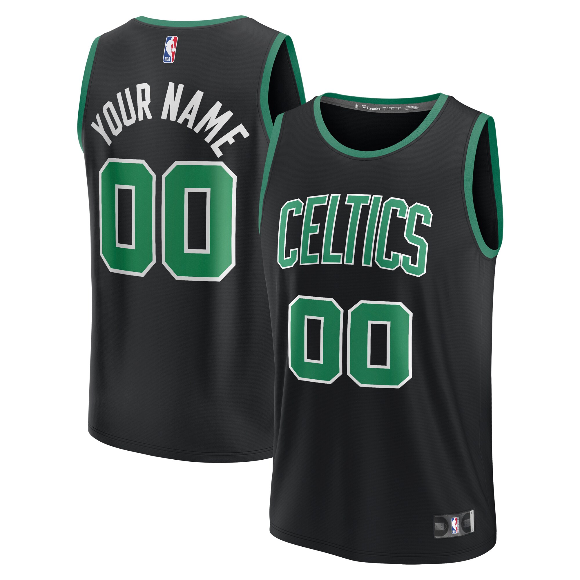 Boston Celtics Fanatics Youth Fast Break Replica Custom Jersey - Statement Edition - Black