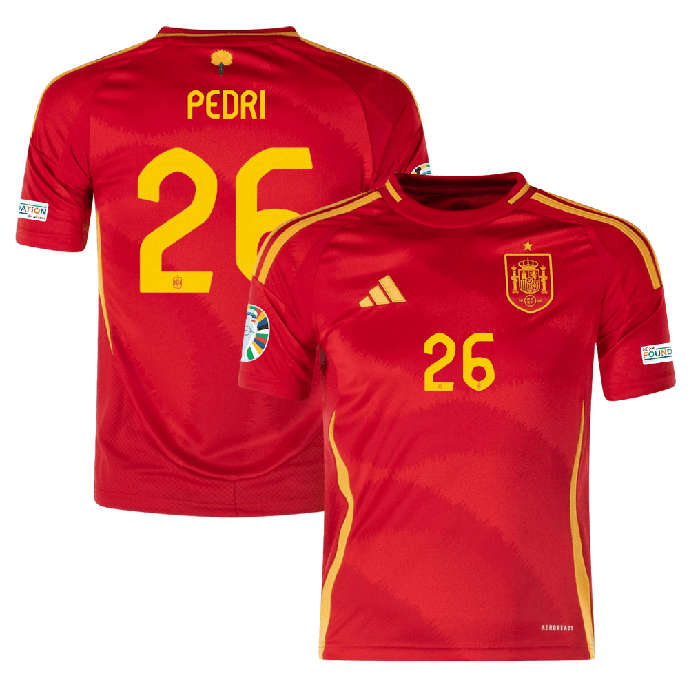 Pedri 26 Spain National Team 2024 Home YOUTH Jersey - Scarlet