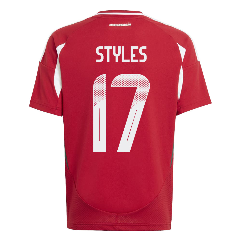 Callum Styles 17 Hungary National Team 2024/25 Home YOUTH Jersey - Red