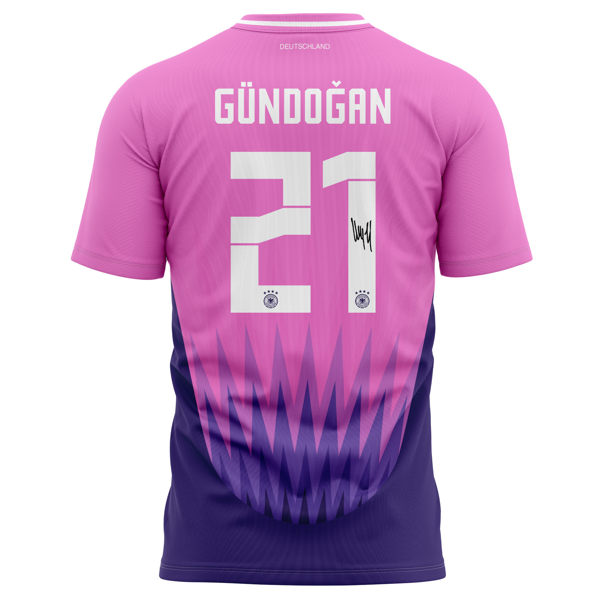 İlkay Gündoğan 21 Signed Germany National Team 2024 Away Kits AOP T-shirt Autographed- Purple
