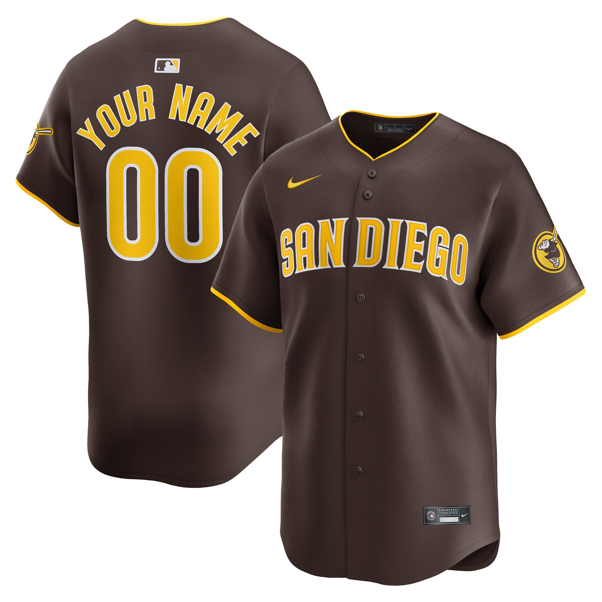 San Diego Padres  Away Limited Custom Jersey - Brown