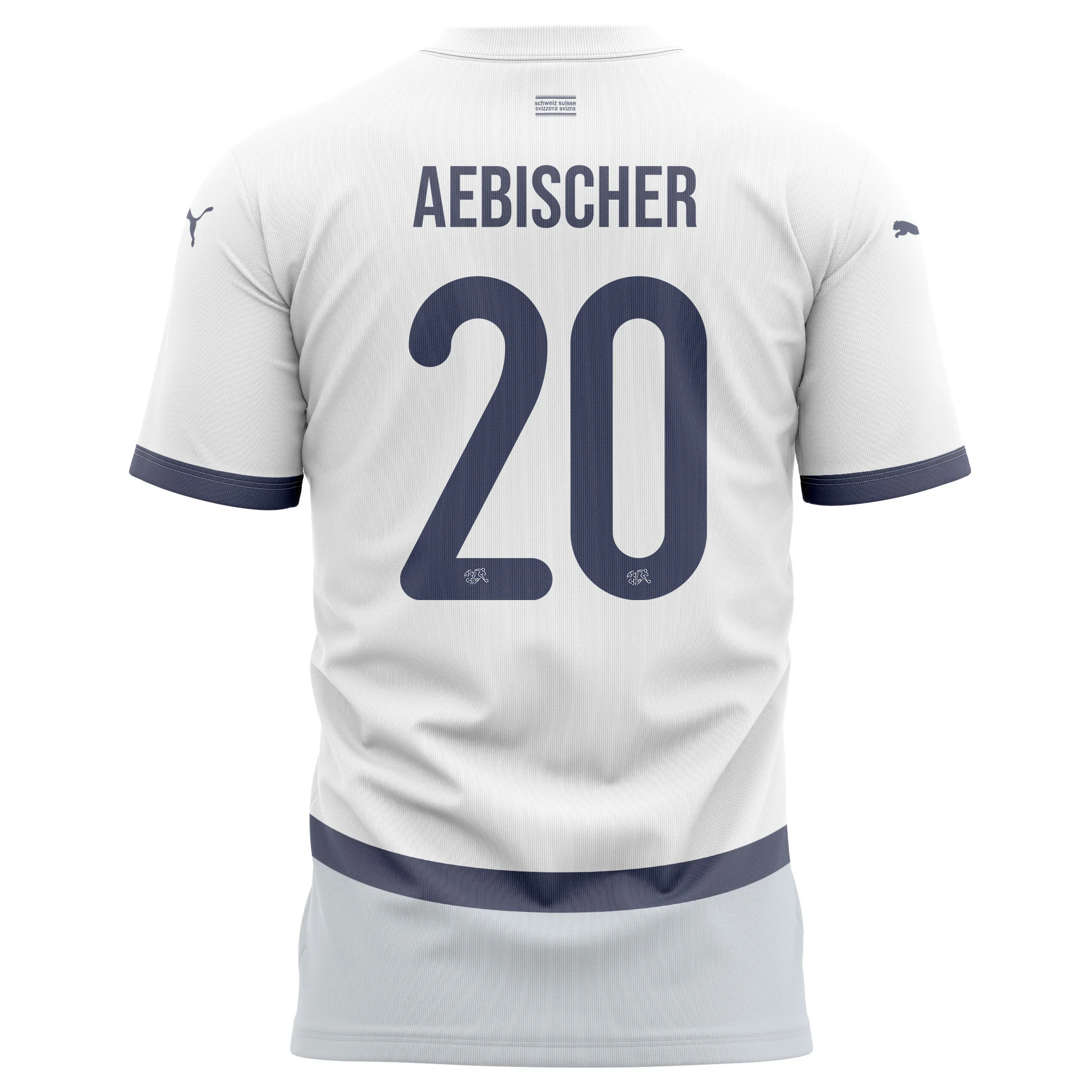 Michel Aebischer 20 Switzerland National Team 2024/25 Away Kits AOP T-shirt - White