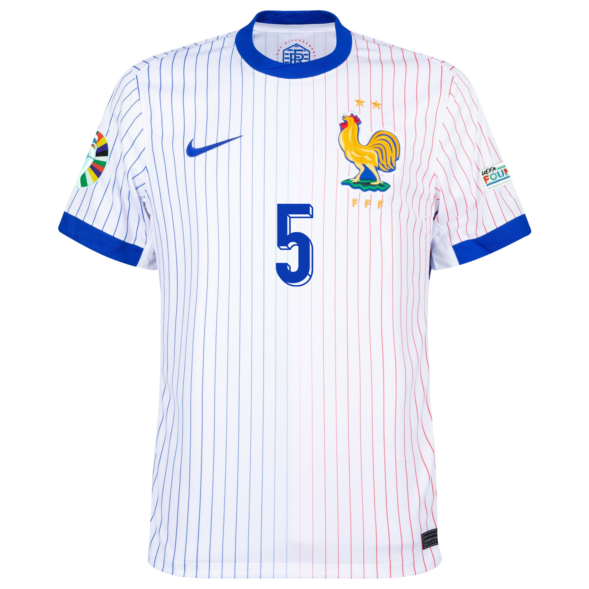 Jules Koundé 5 France National Team 2024/25 Away Jersey - Euro UEFA Patch - Men, White