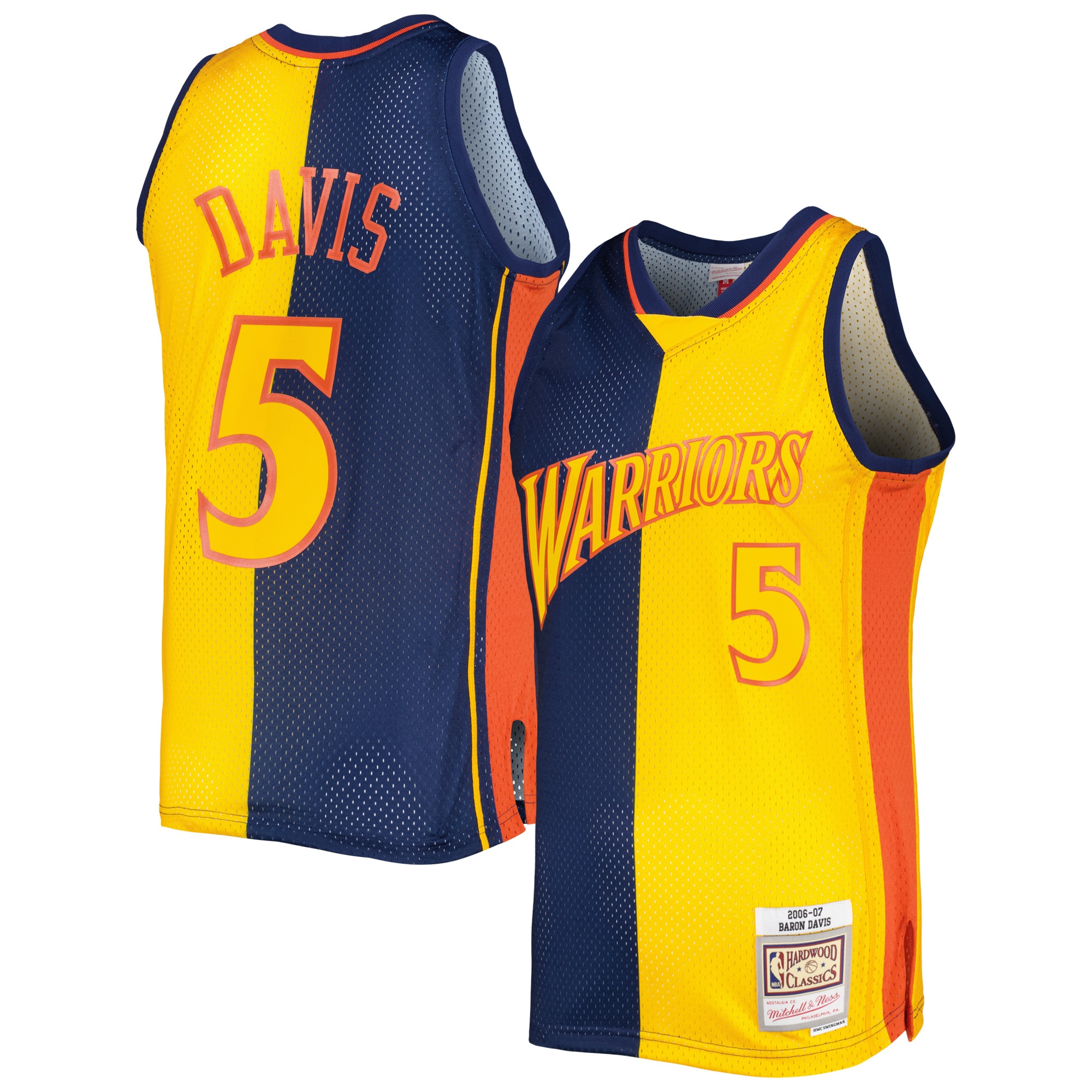 Baron Davis Golden State Warriors Mitchell & Ness Hardwood Classics 2006\/07 Split Swingman Jersey - Navy\/Gold