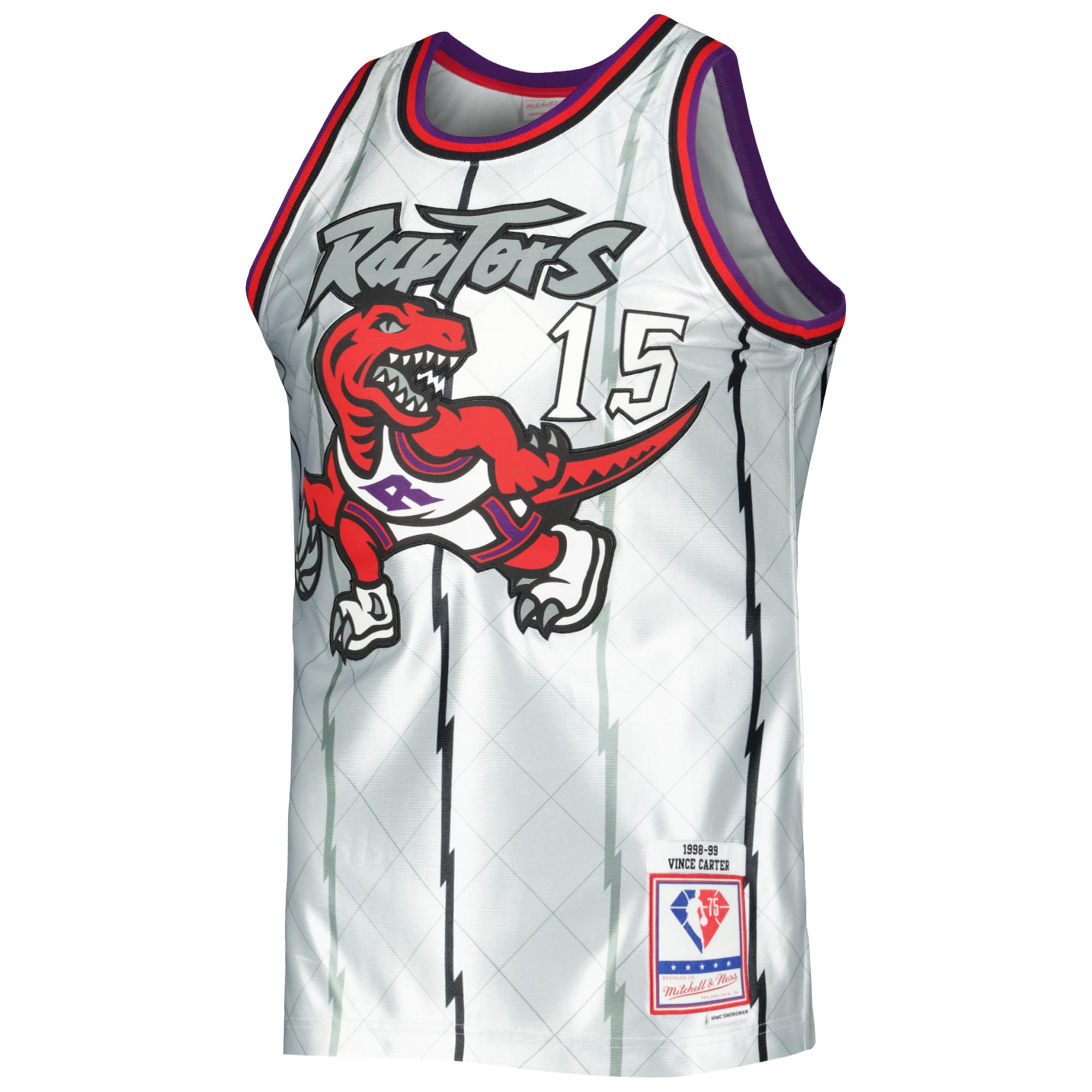 Vince Carter Toronto Raptors Mitchell & Ness 1998\/99 Hardwood Classics 75th Anniversary Swingman Jersey - Platinum