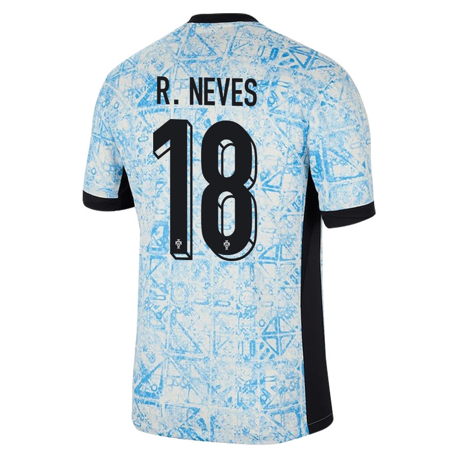 Rúben Neves 18 Portugal National Team 2024/25 Away Men Jersey - Cream/Blue