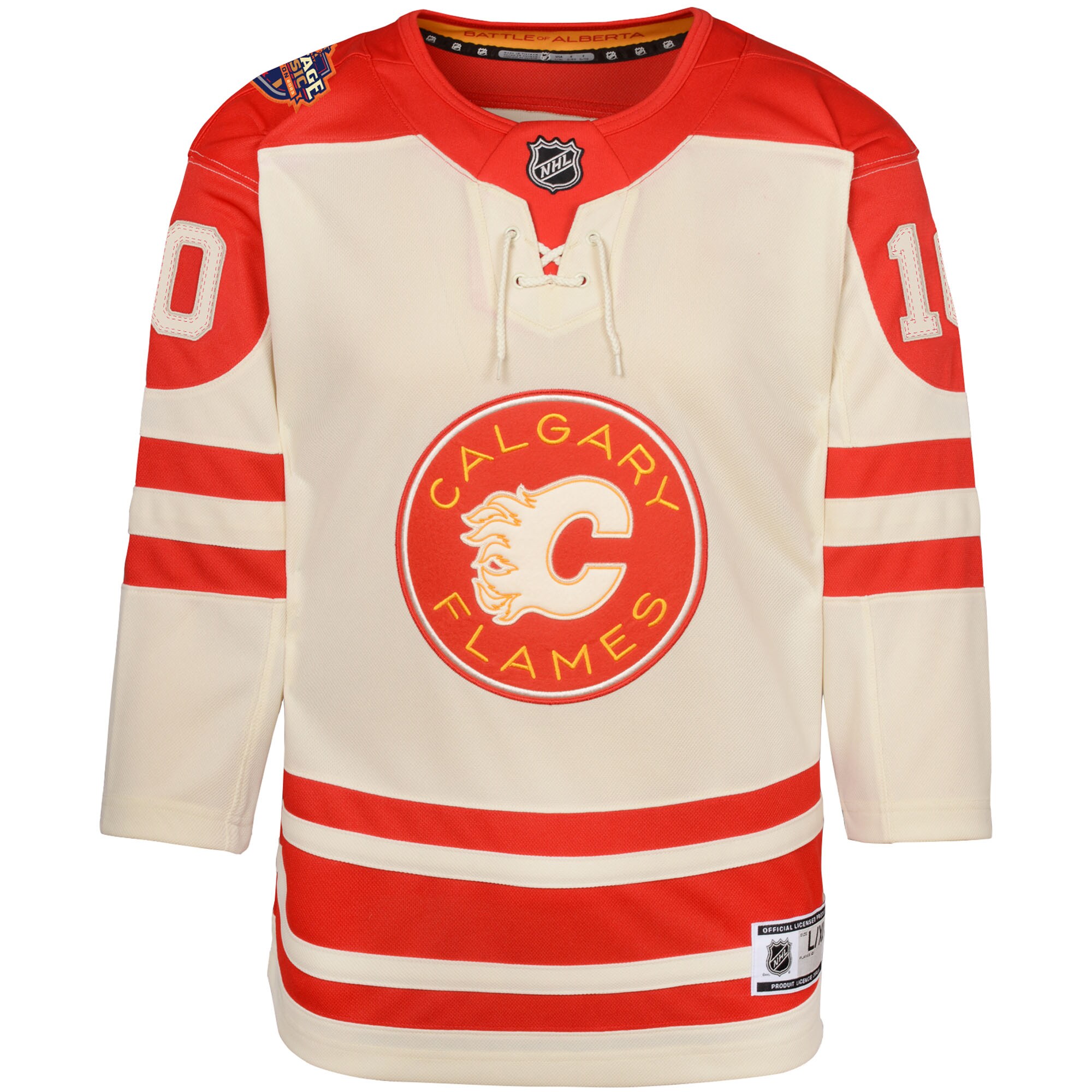 Jonathan Huberdeau Calgary Flames Youth 2023 NHL Heritage Classic Premier Player Jersey\u00c2\u00a0\u00e2\u20ac\u201c Cream