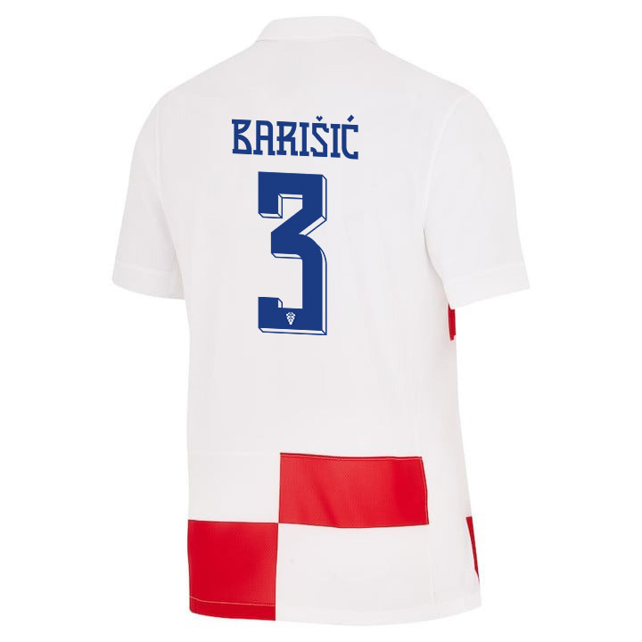 Borna Barišić 3 Croatia National Team 2024 Home Men Jersey - White