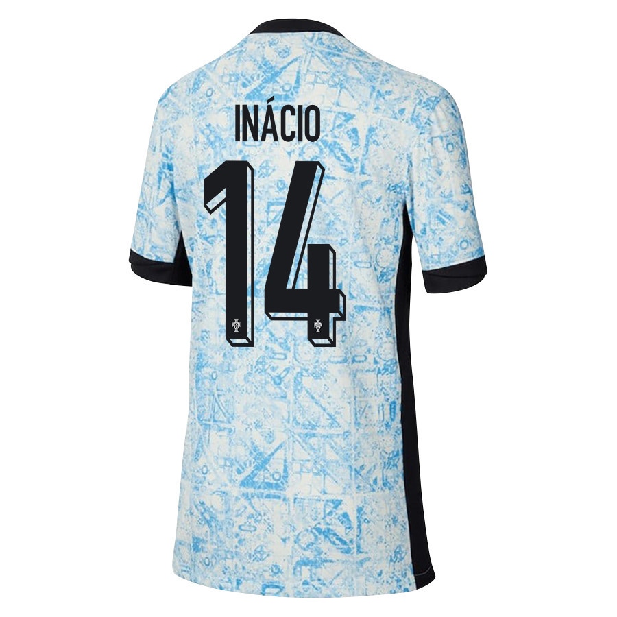 Gonçalo Inácio 14 Portugal National Team 2024/25 Away YOUTH Jersey - Cream/Blue