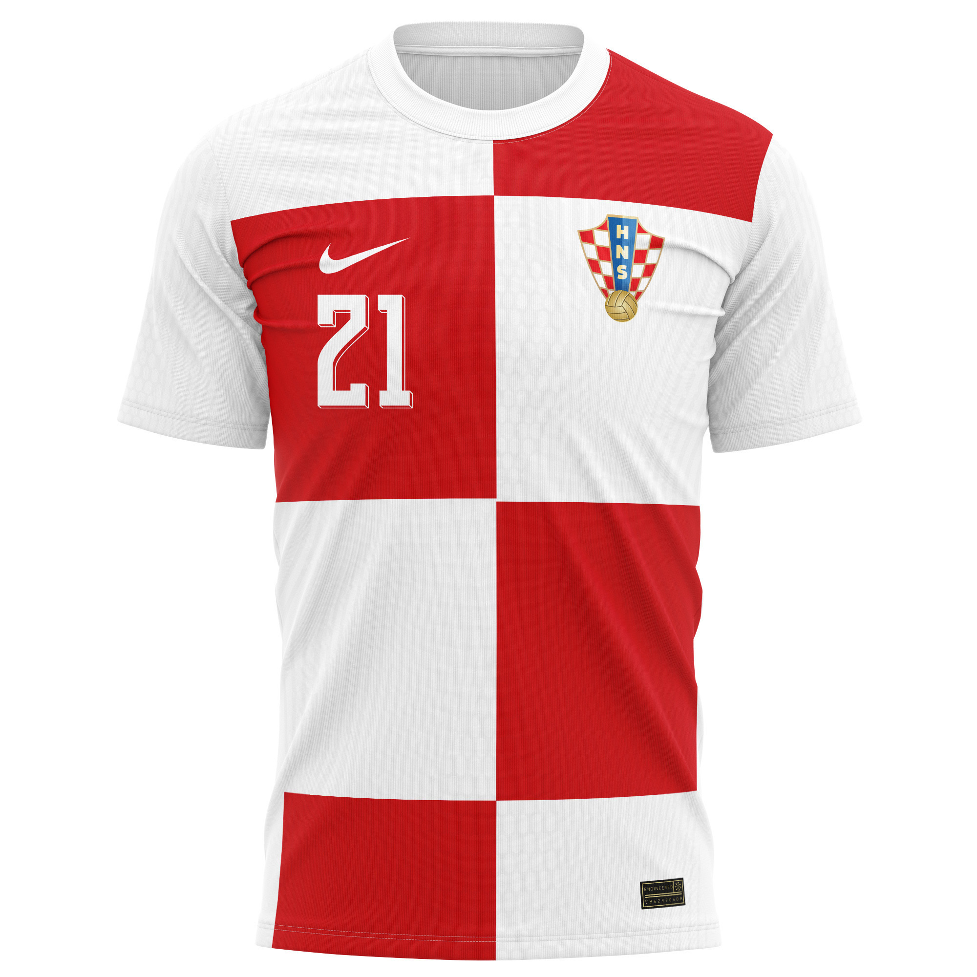 Domagoj Vida 21 Signed Croatia National Team 2024/25 Home Kits AOP T-shirt Autographed - White
