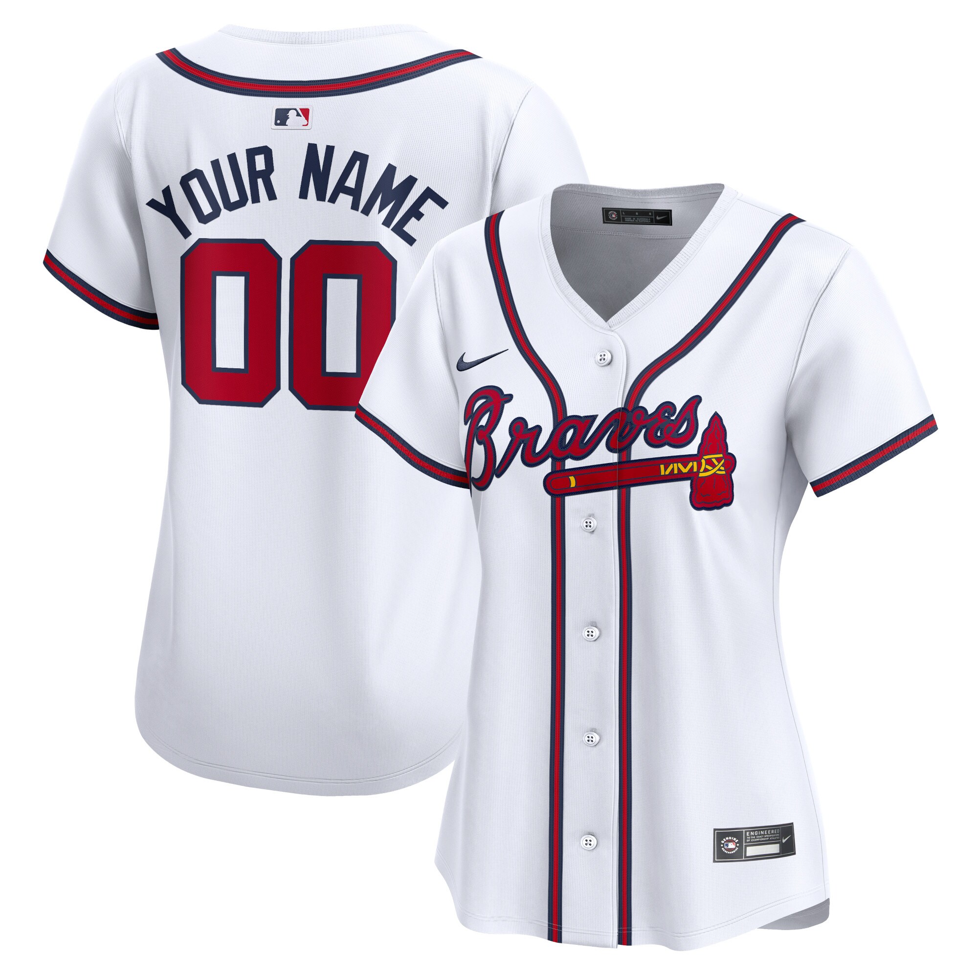 Atlanta Braves  Women's Home Limited Custom Jersey - White