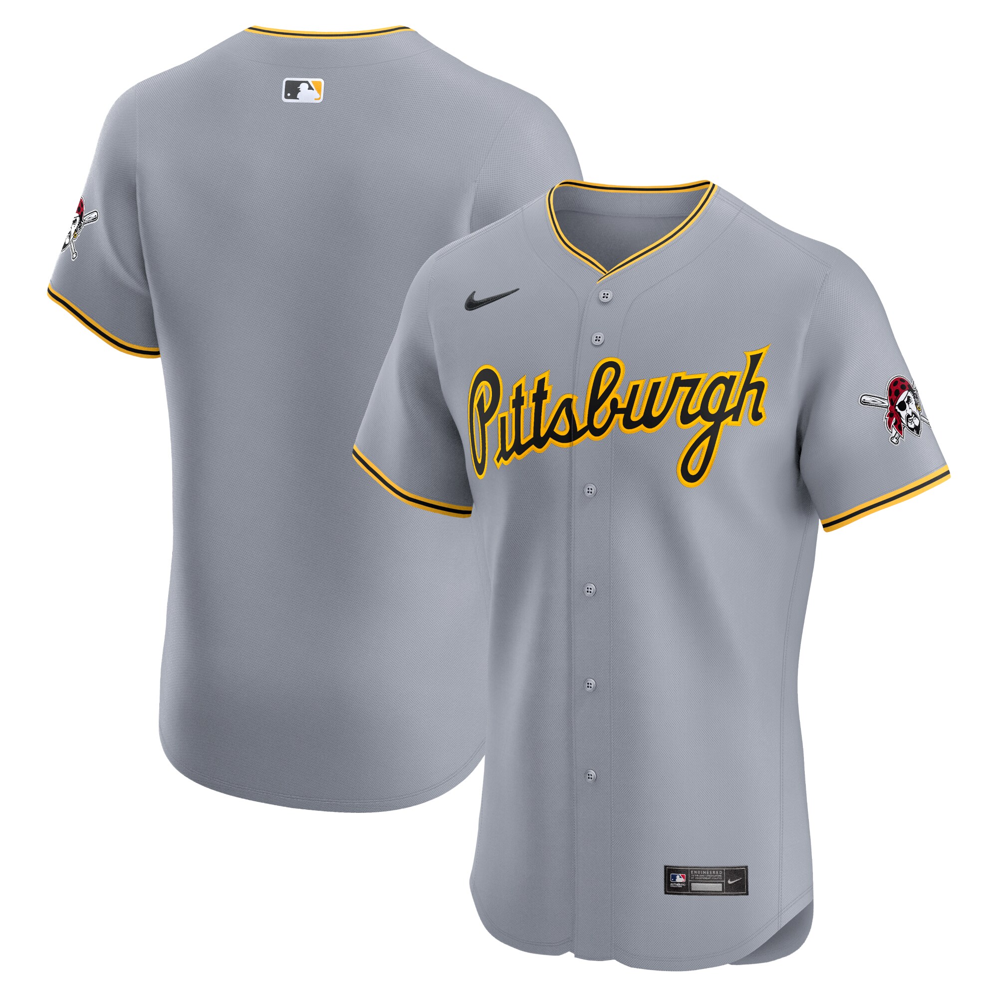 Pittsburgh Pirates  Road Vapor Premier Elite Patch Jersey - Gray