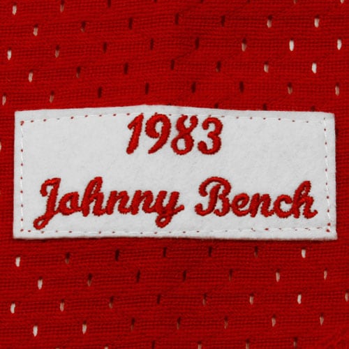 Johnny Bench Cincinnati Reds Mitchell & Ness 1983 Authentic Cooperstown Collection Mesh Batting Practice Jersey - Red