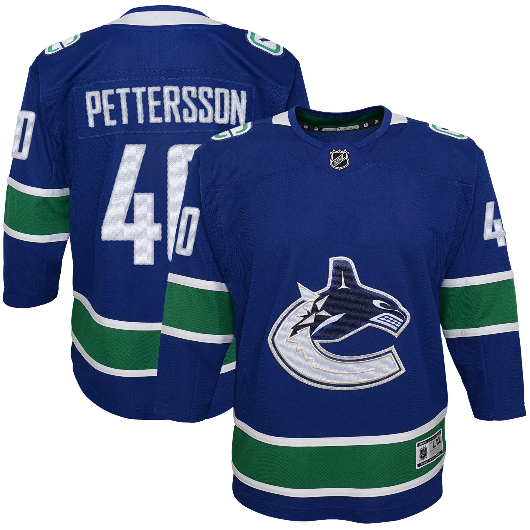Elias Pettersson Vancouver Canucks Youth 2019\/20 Home Premier Player Jersey - Royal