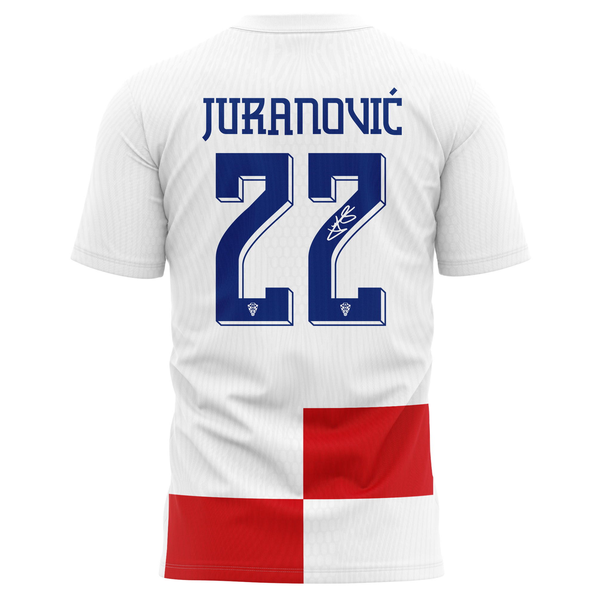 Josip Juranović 22 Signed Croatia National Team 2024/25 Home Kits AOP T-shirt Autographed - White