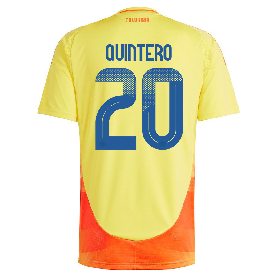 Juan Quintero 20 Colombia National Team 2024/25 Home Men Jersey - Yellow