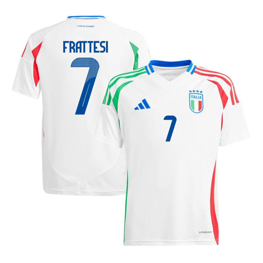 Davide Frattesi 7 Italy National Team 2024/25 Away YOUTH Jersey - White