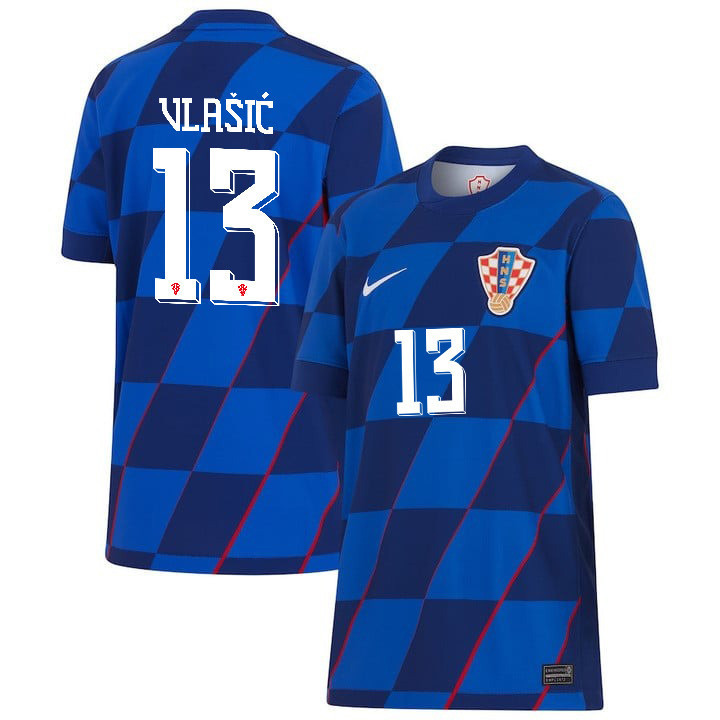 Nikola Vlašić 13 Croatia National Team 2024 Away YOUTH Jersey - Blue