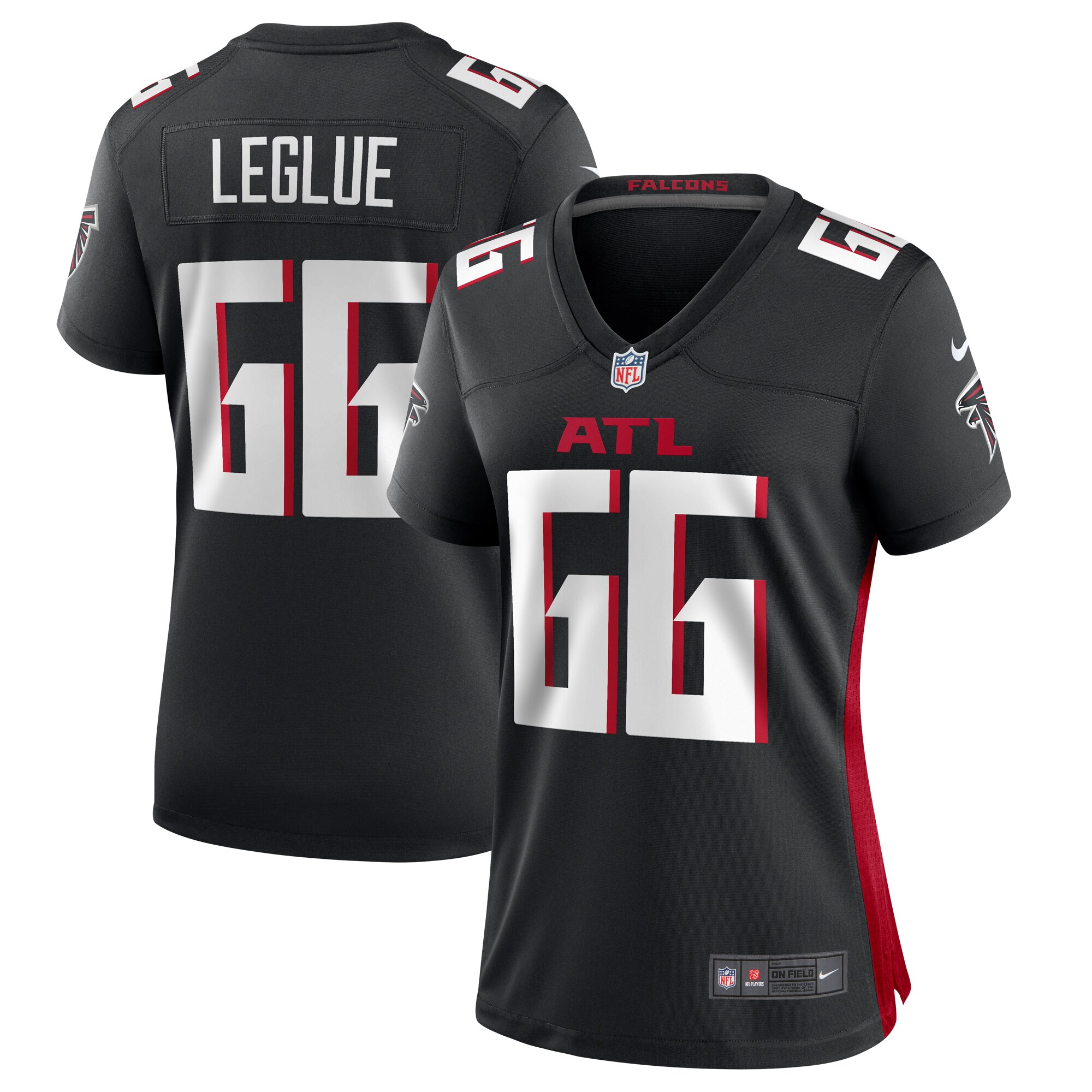 John Leglue Atlanta Falcons  Women's Team Game Jersey -  Black