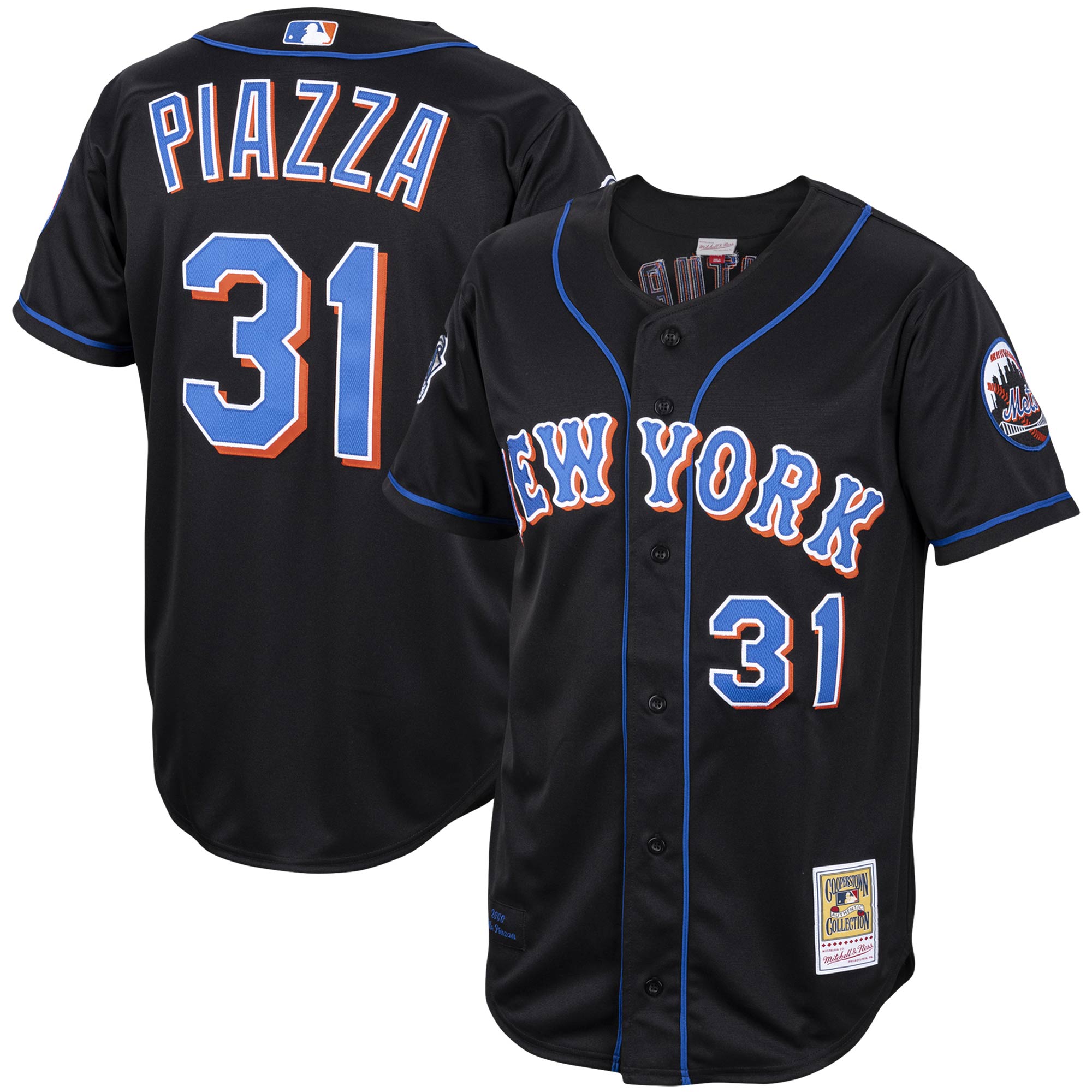 Mike Piazza New York Mets Mitchell & Ness Alternate 2000 Cooperstown Collection Authentic Jersey - Black