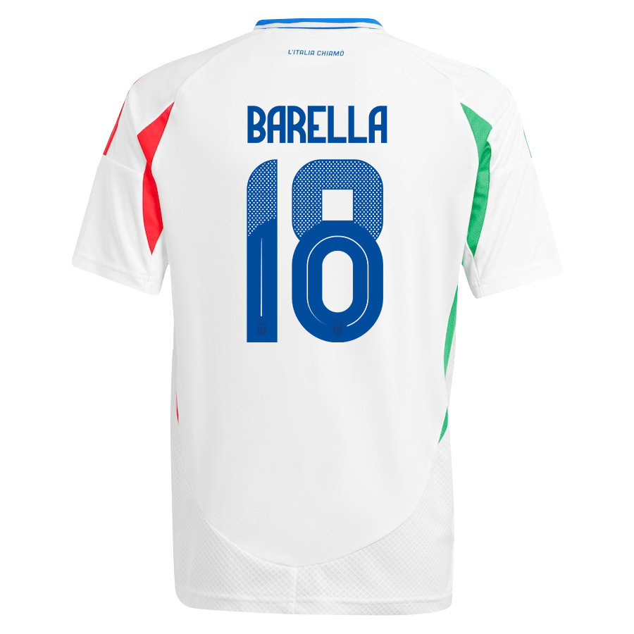 Nicolo Barella 18 Italy National Team 2024/25 Away YOUTH Jersey - White