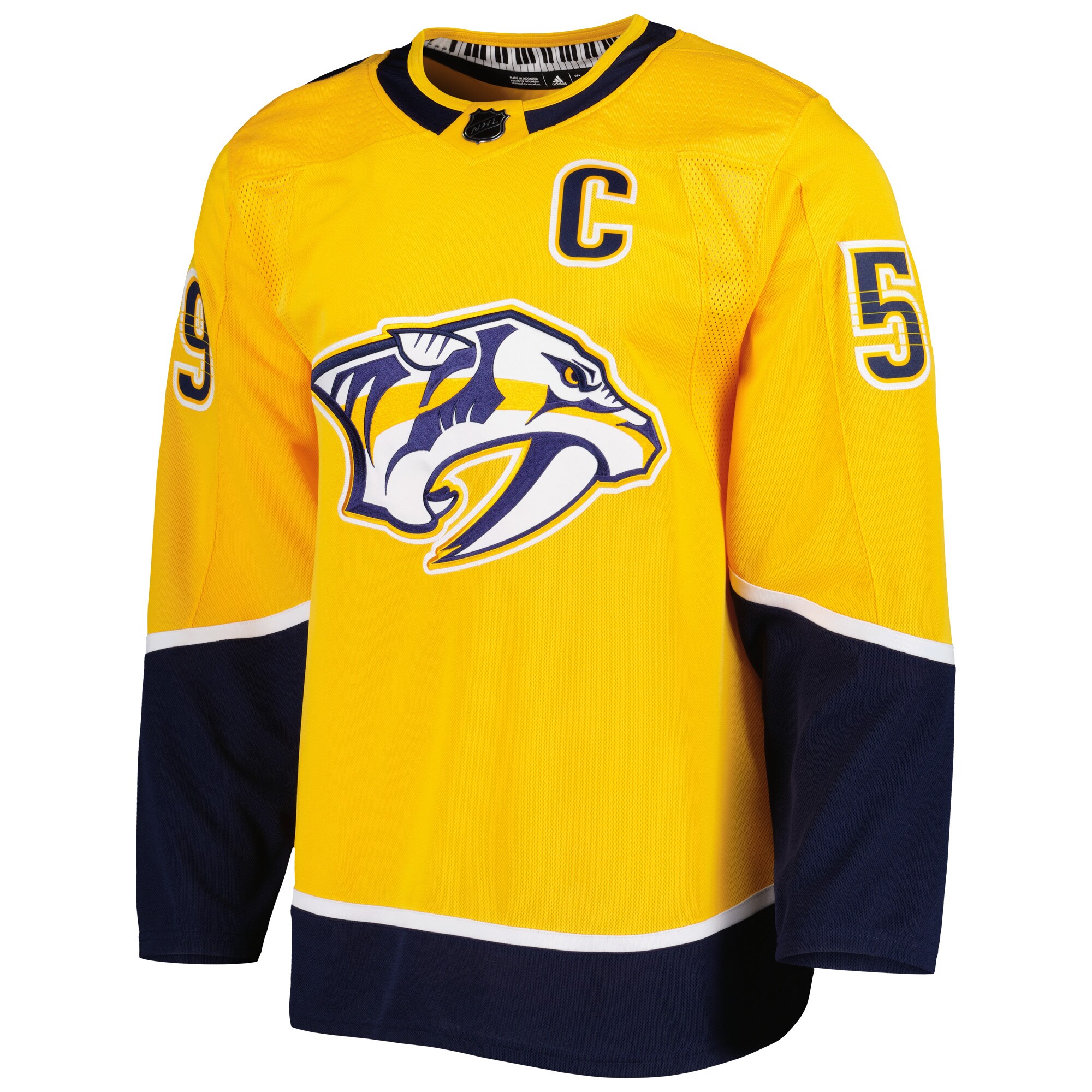 Roman Josi Nashville Predators adidas  Primegreen Authentic Player Jersey - Gold