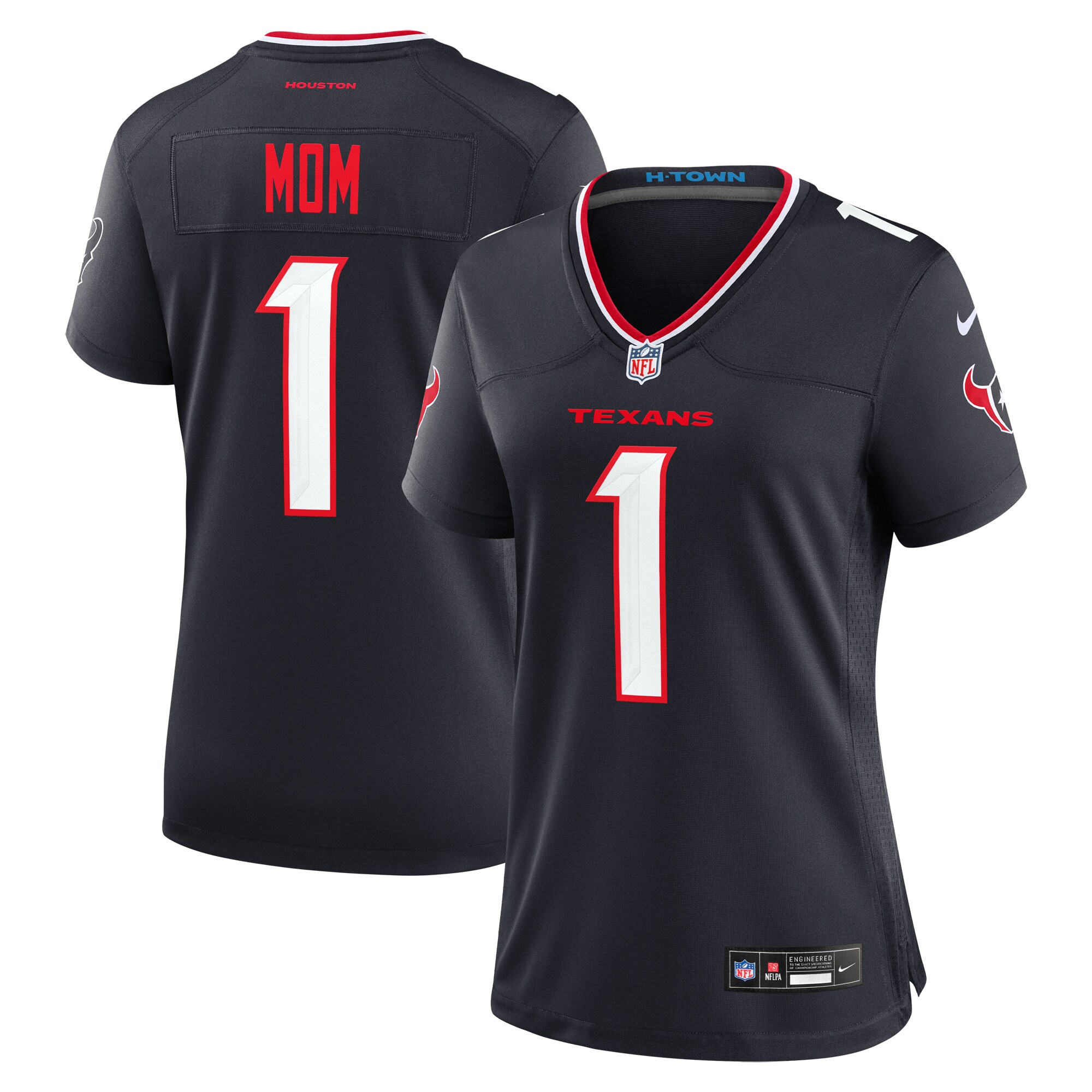 Houston Texans  Women's #1 Mom Game Jersey - Navy