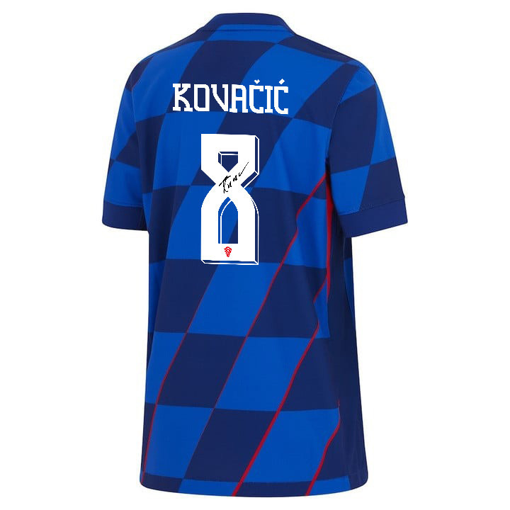 Mateo Kovačić 8 Signed Croatia National Team 2024 Away YOUTH Jersey Autographed - Navy