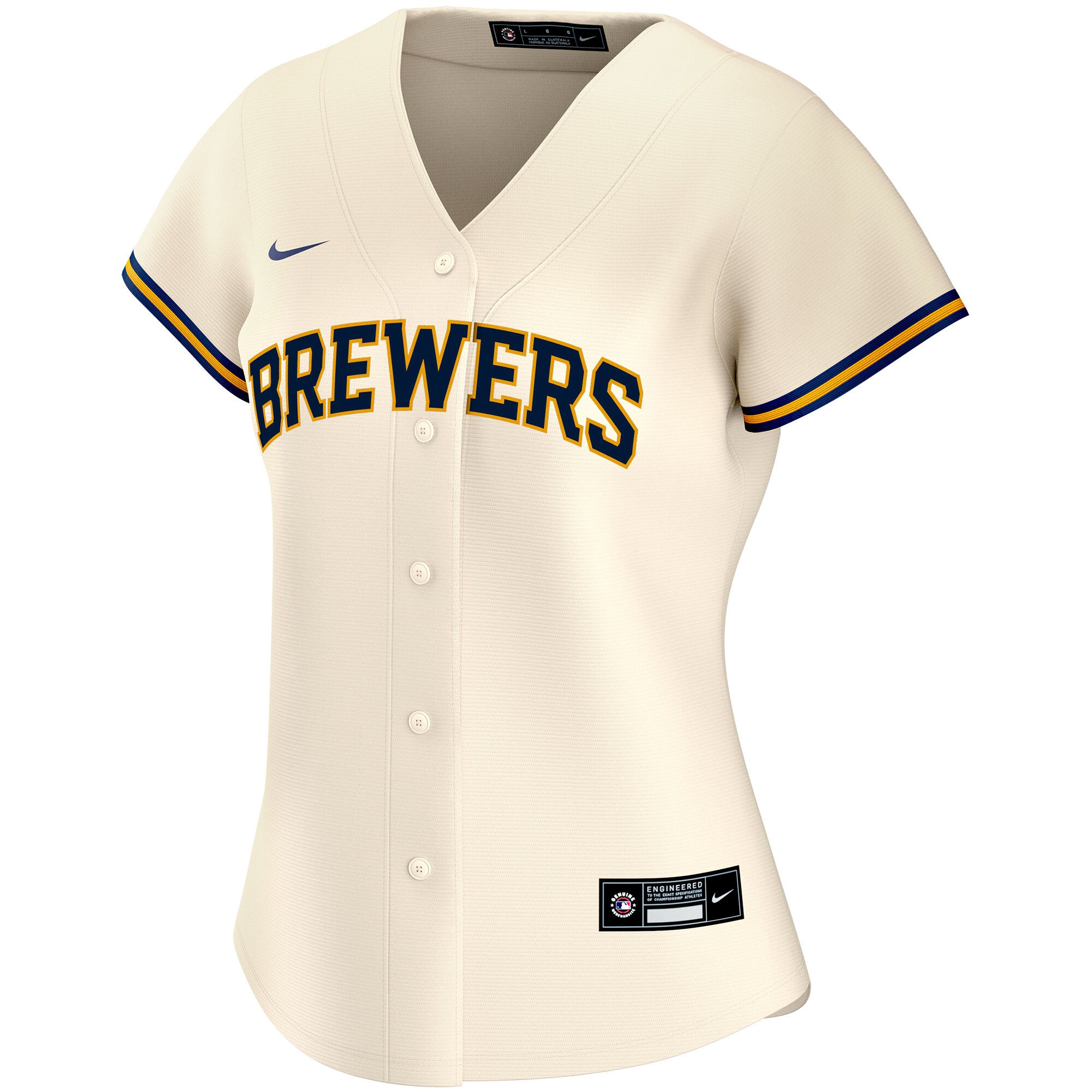 Milwaukee Brewers  Women's Home Replica Custom Jersey - Cream