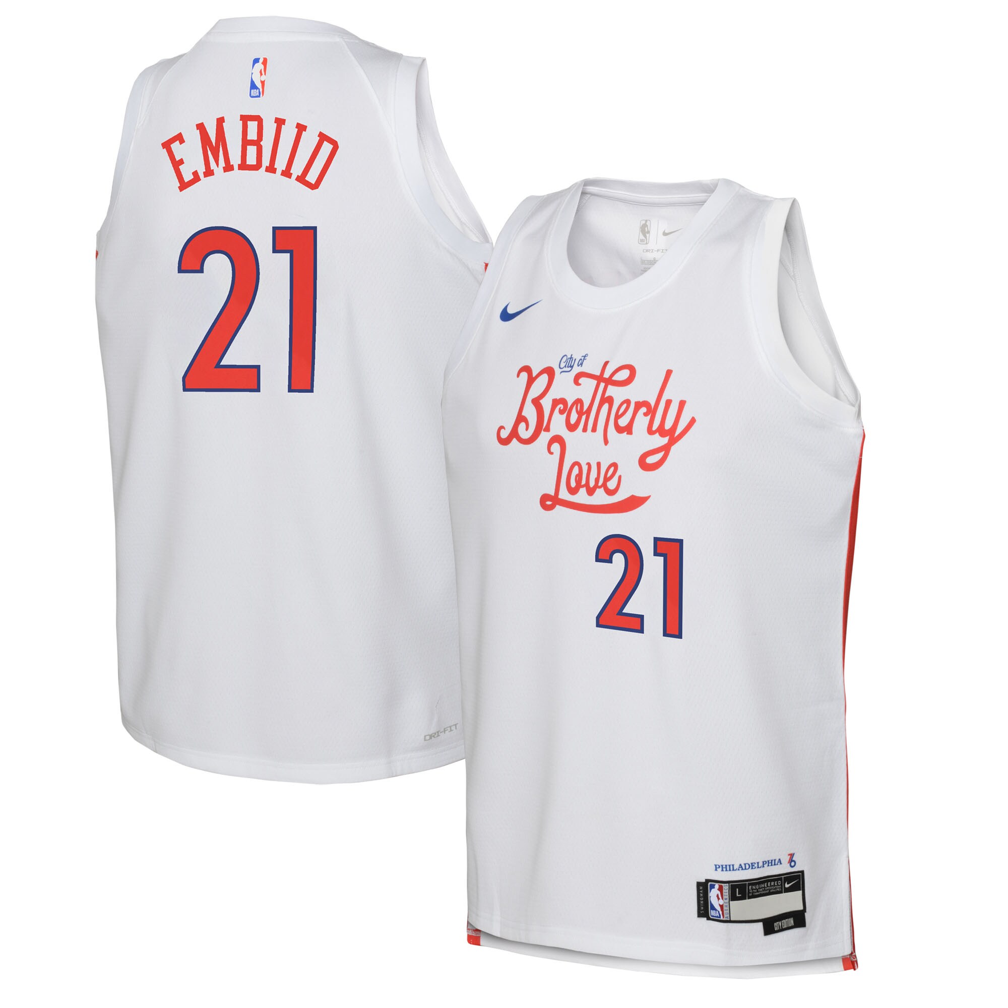 Joel Embiid Philadelphia 76ers  Youth 2022\/23 Swingman Jersey - City Edition - White