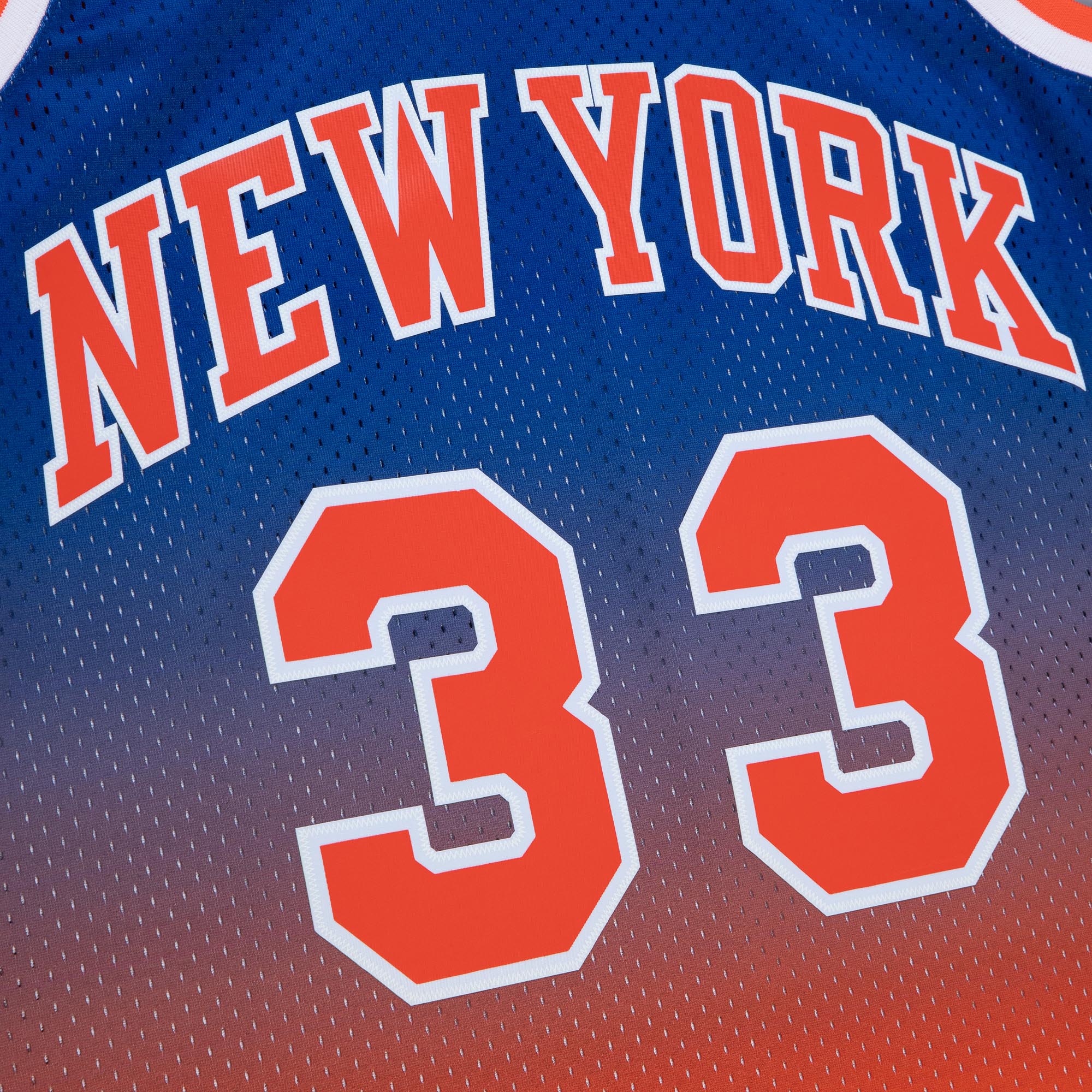 Patrick Ewing New York Knicks Mitchell & Ness 1991\/92 Hardwood Classics Fadeaway Swingman Player Jersey - Orange\/Royal